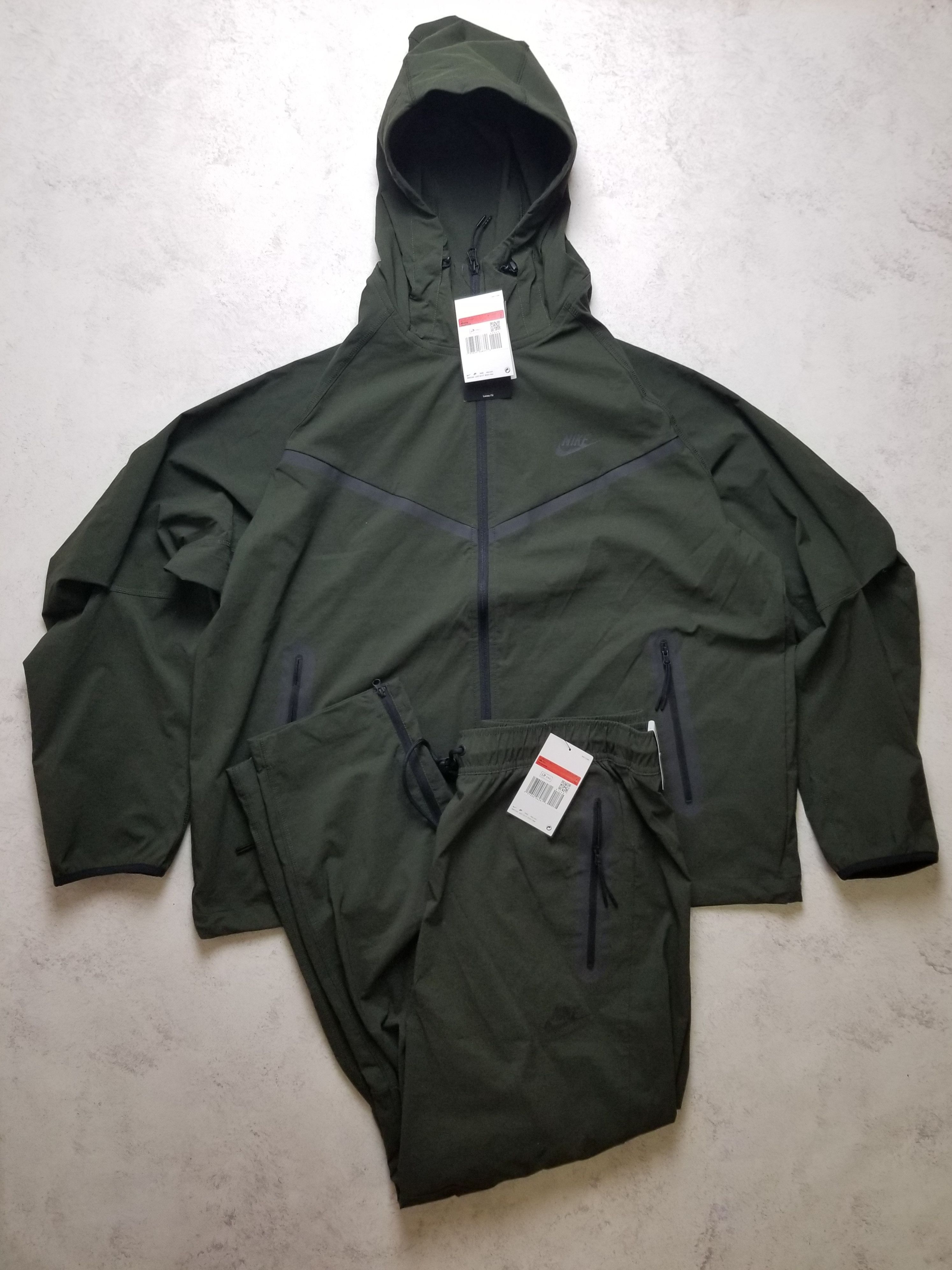 Nike Tech Woven Windrunner Tracksuit Jacket and Pants Olive Size US L / EU 52-54 / 3 - 1 Thumbnail