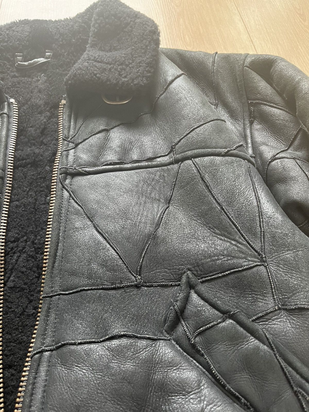 Japanese Brand 1990s patchwork shearling bomber/aviator leather jacket Size US M / EU 48-50 / 2 - 5 Thumbnail