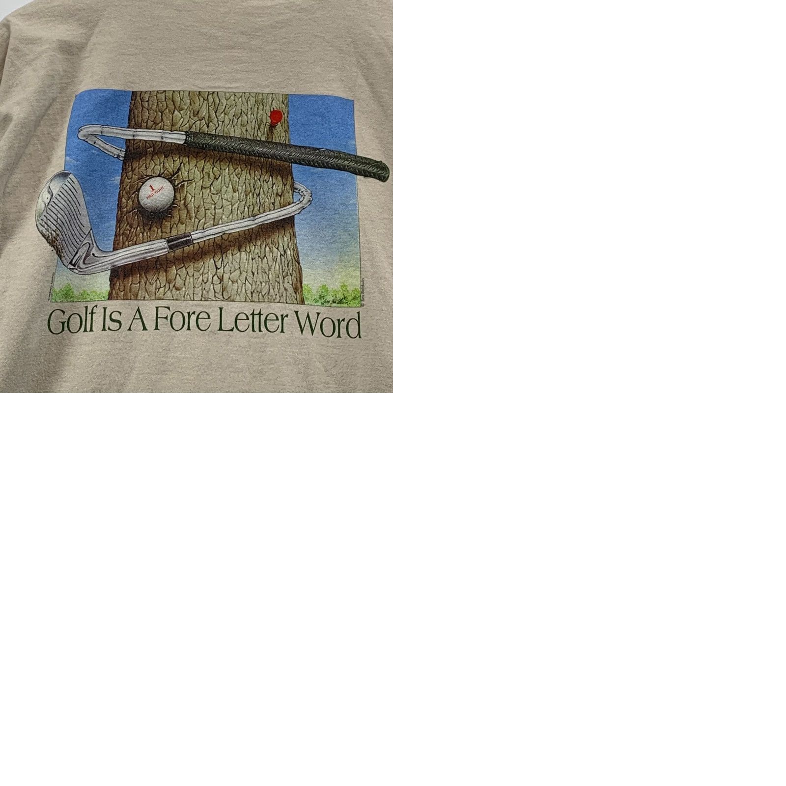 Tultex VINTAGE 90s Funny Golf Shirt Brown FORE 4 Letter Word Adult XL Mens Size US XL / EU 56 / 4 - 10 Thumbnail