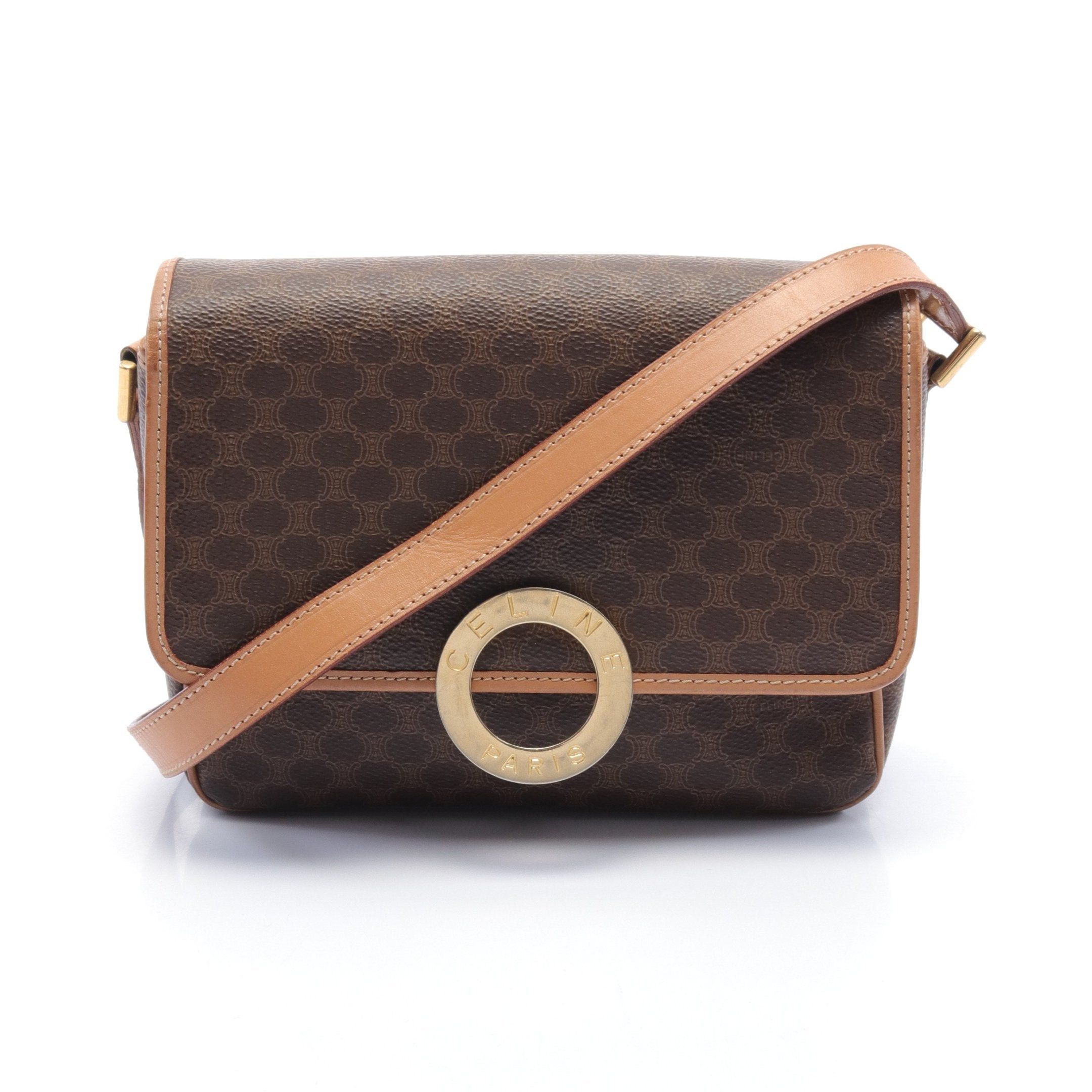 image of Celine Macadam Shoulder Bag Pvc Leather Brown, Women's