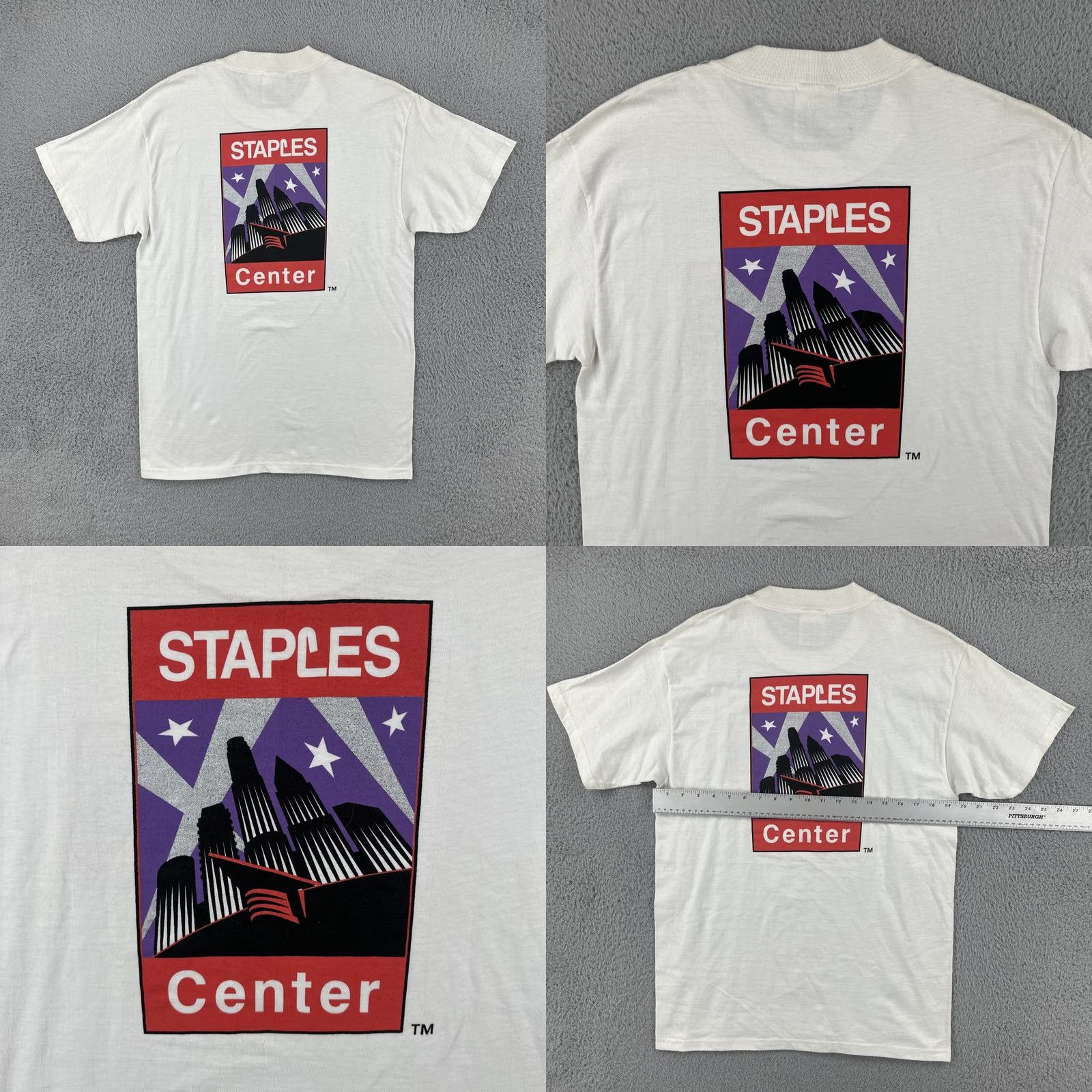 Hanes VINTAGE Hanes Beefy-T Large White T Shirt Los Angeles California Staples Center NWT Mens L White 90s California Sports Shirt Size US L / EU 52-54 / 3 - 8 Thumbnail