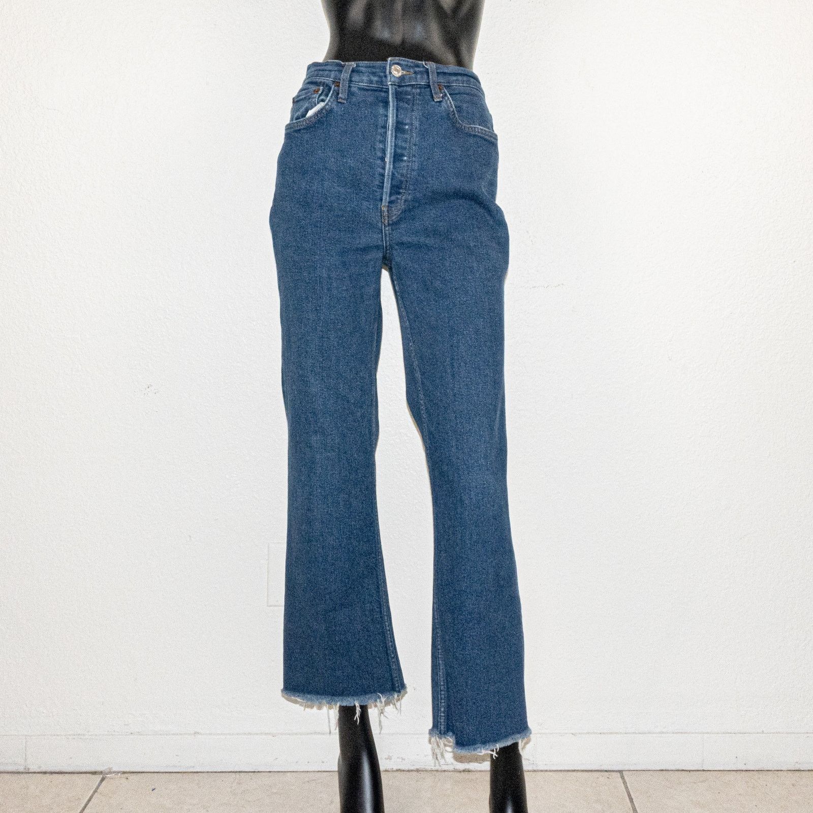 RE/DONE 70s Crop Raw Hem Bootcut High Rise Jeans size 28