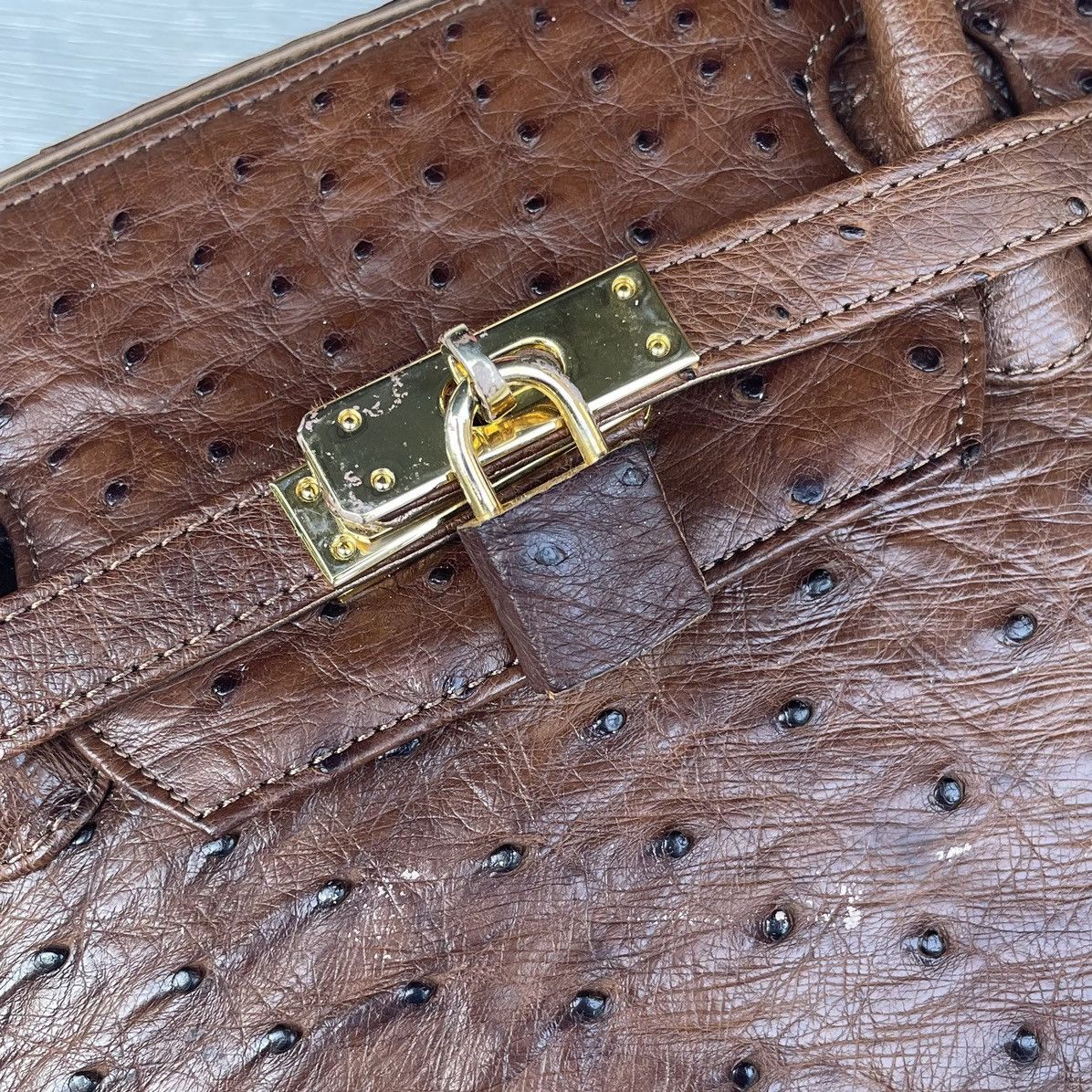 Leather Genuine Ostrich Leather Handbag Size ONE SIZE - 9 Thumbnail