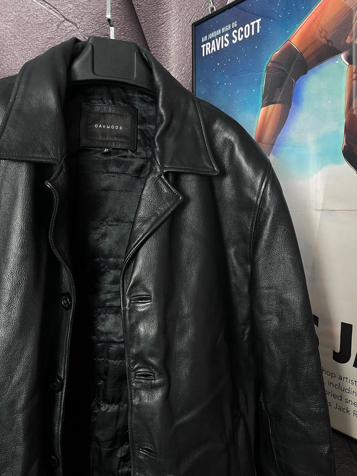 Versace Oakwood Leather Jacket Black XL Minimal Vintage Coat Size US XL / EU 56 / 4 - 3 Thumbnail