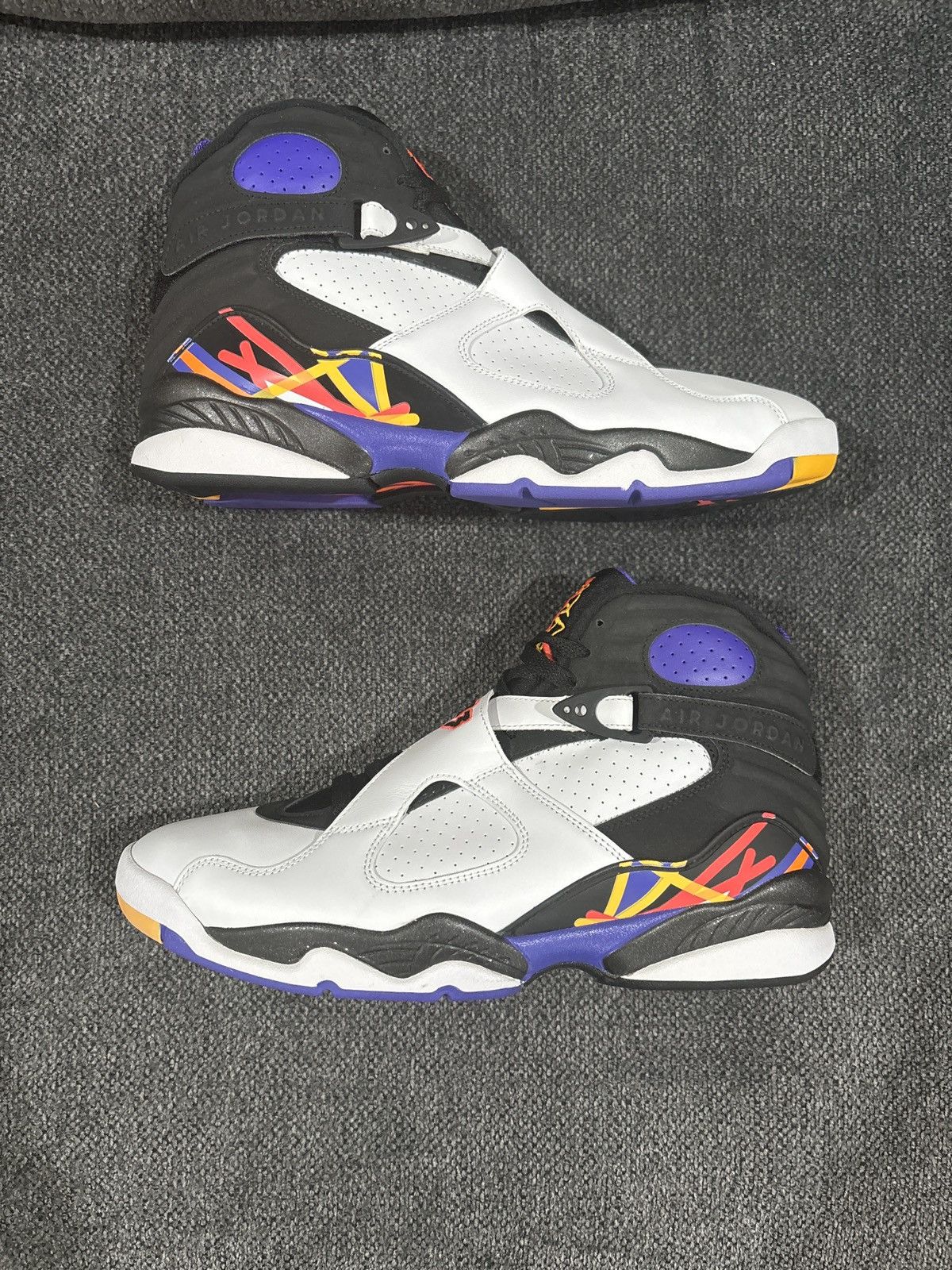 image of Air Jordan 8 Three Peat Shoes in White, Men's (Size 11)