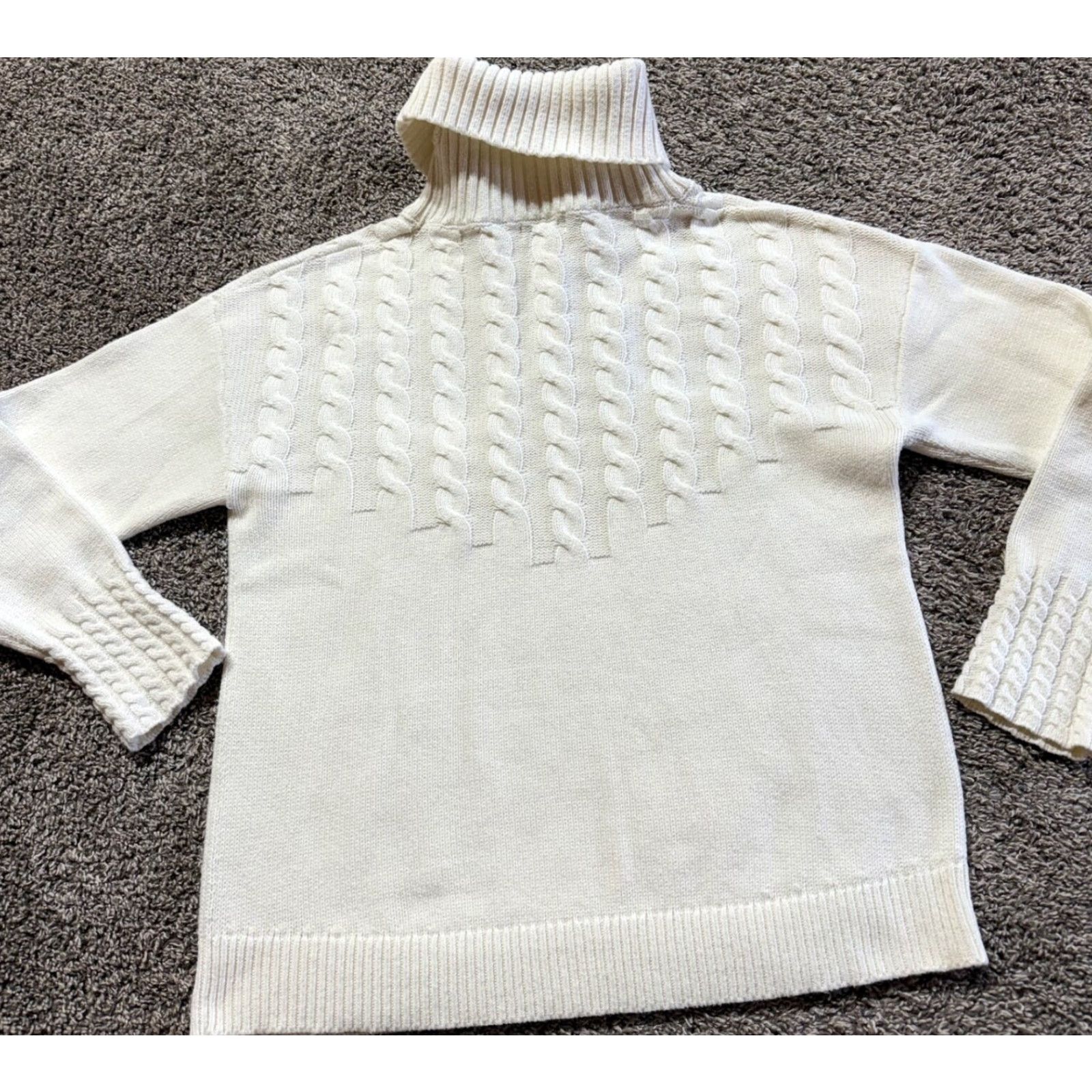 Vintage Sundance Womens Sweater Long Sleeve Size Medium Knit White Turtleneck Pullover Knits Women M White 90s? Size M / US 6-8 / IT 42-44 - 8 Thumbnail