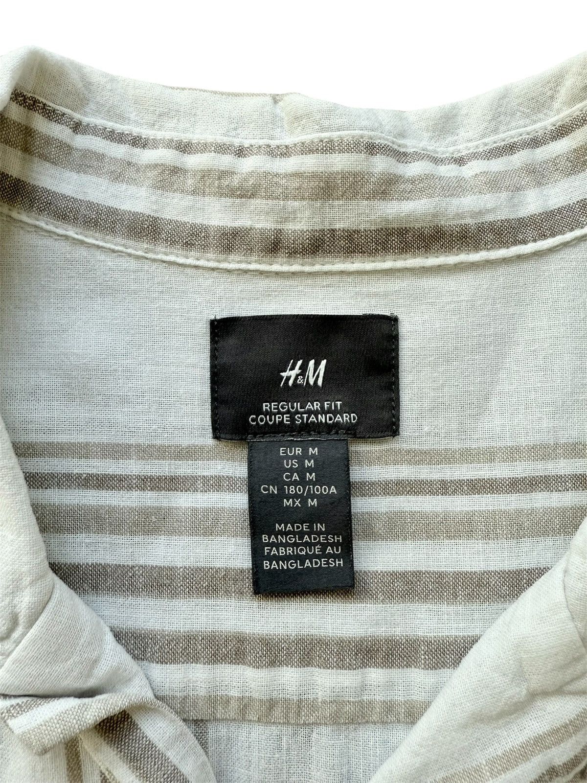 Zara Zara Man Striped V-Neck Shirt, beige/ brown - Size M Size US M / EU 48-50 / 2 - 2 Thumbnail