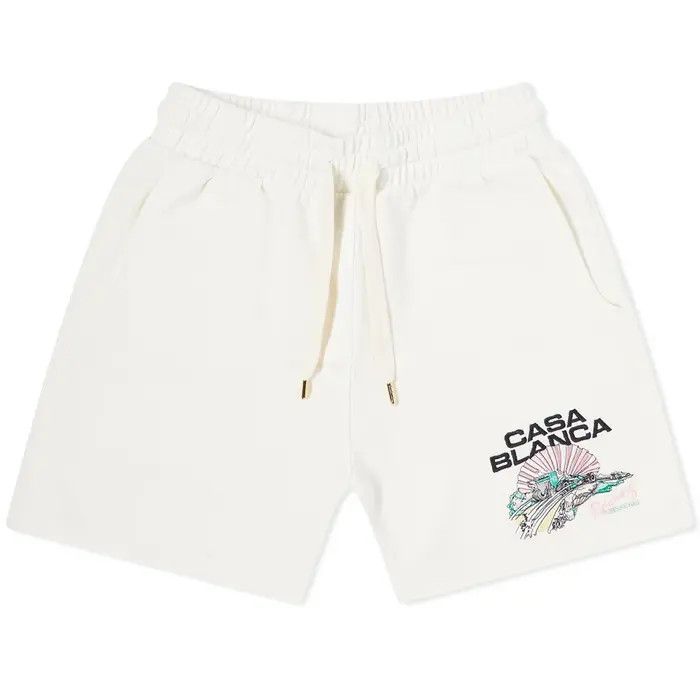 Casablanca o1mle1224 Logo Embroidered Sweatshort in Off-White Size 26" / US 2 / IT 38 - 1 Thumbnail