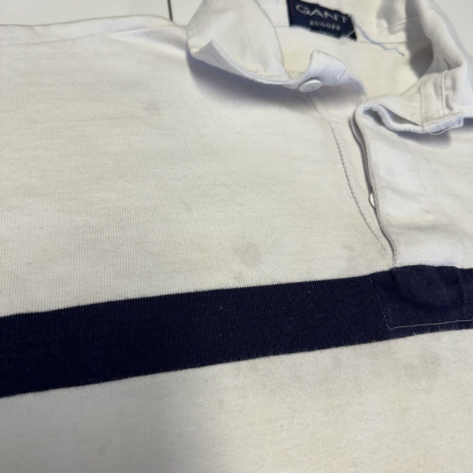 Gant × Vintage Gant Rugger Long Sleeve Rugby Shirt Mens Medium White Stripe Size US M / EU 48-50 / 2 - 3 Thumbnail