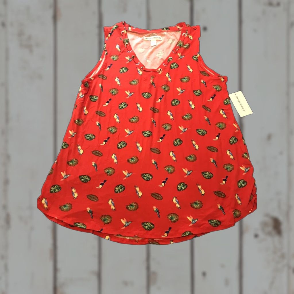 Vintage New York Laundry Women's Tunic Size L Red Sleeveless Casual Breathable All Seasons 90s Inspired Size L / US 10 / IT 46 - 1 Thumbnail