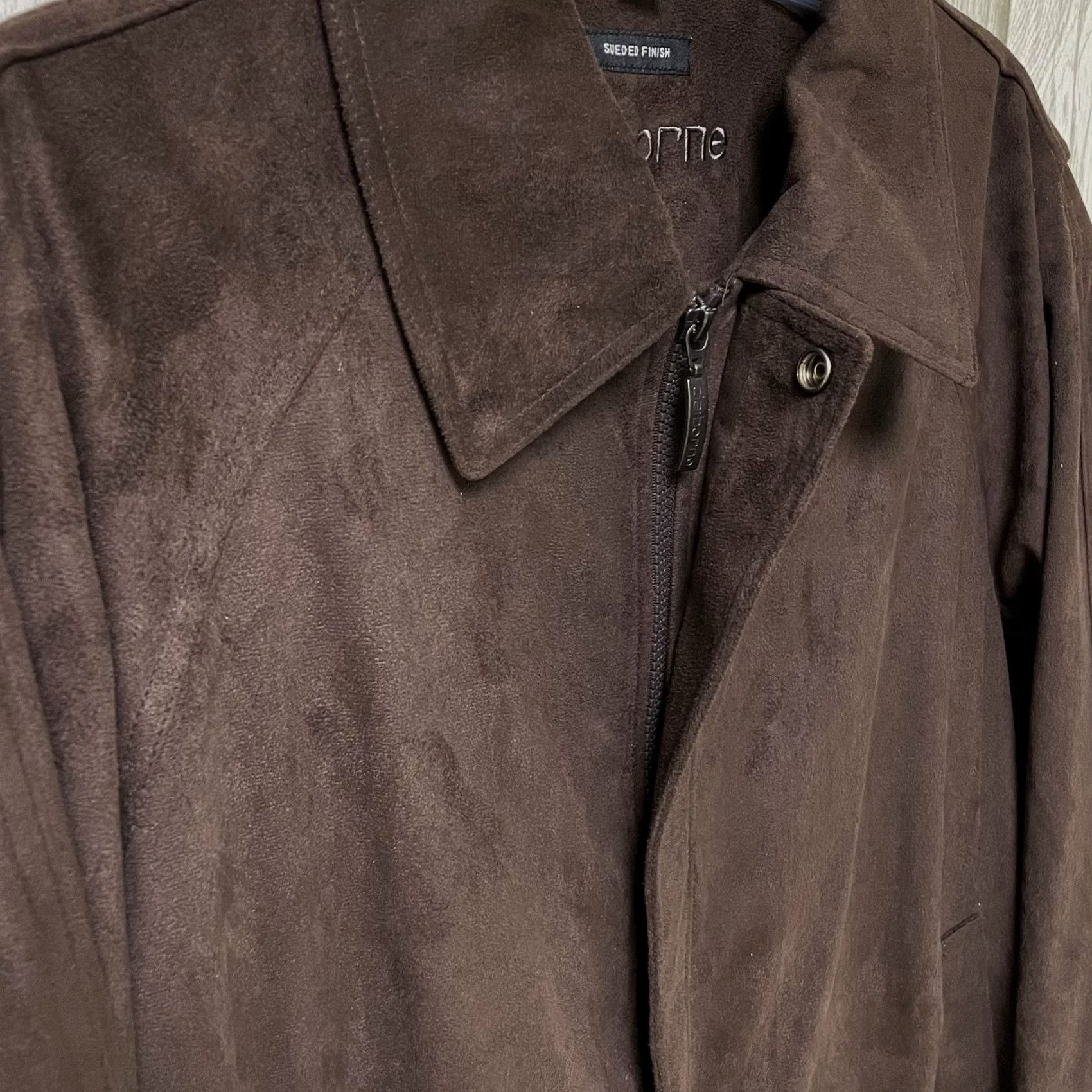 Liz Claiborne VINTAGE Claiborne Bomber Jacket Men Dark Brown Suede Finish Y2K Zip XL Size US XL / EU 56 / 4 - 4 Thumbnail