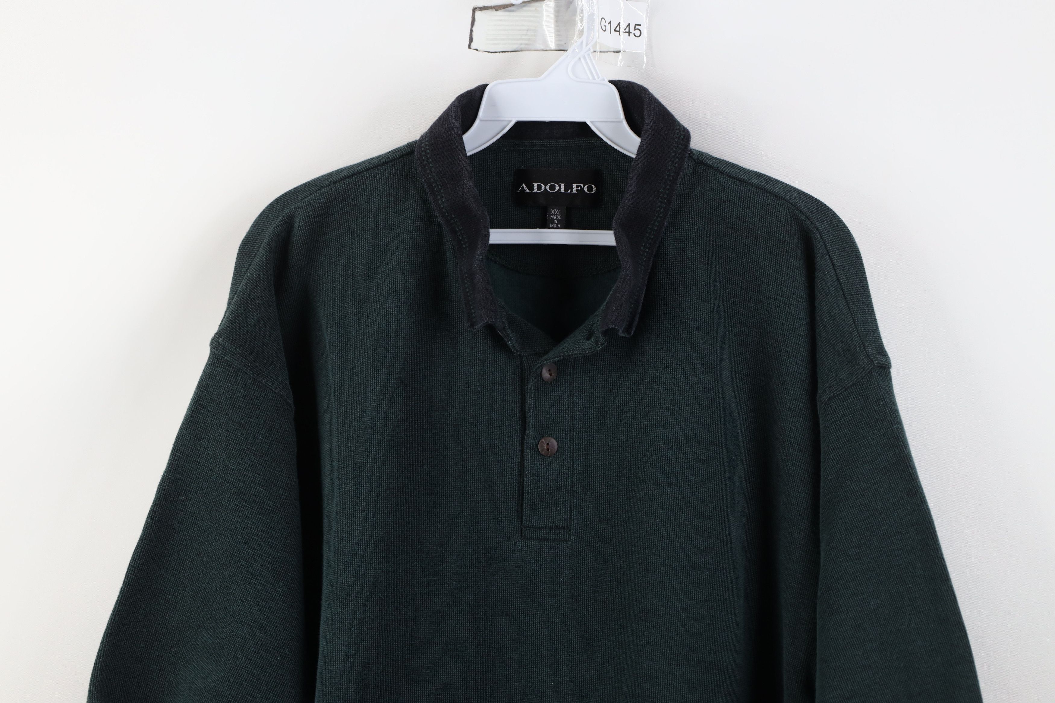 Vintage Vintage 90s Streetwear Ribbed Knit Collared Golf Polo Green Size US XXL / EU 58 / 5 - 2 Thumbnail