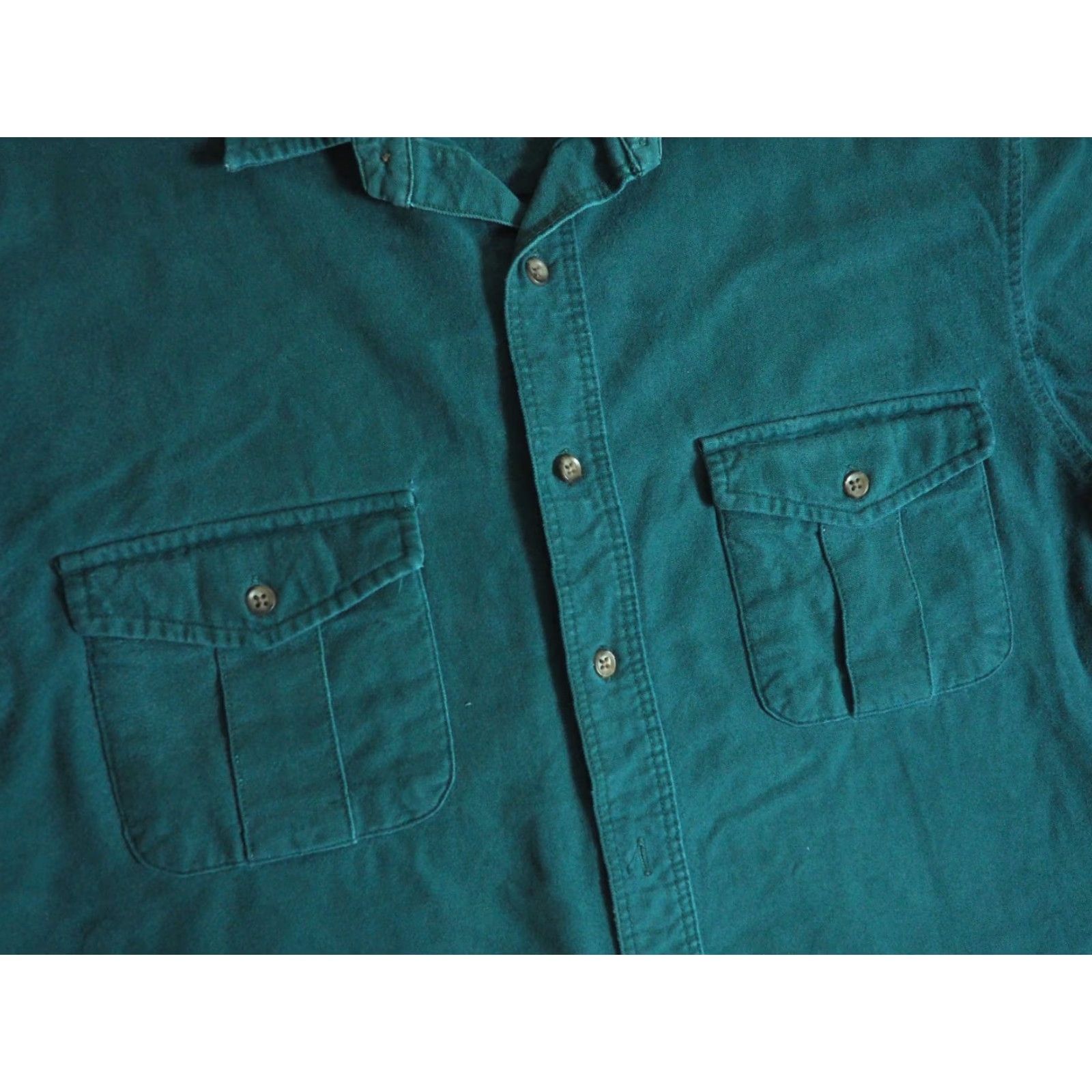 Eddie Bauer VTG Eddie Bauer Shirt Mens L Green Chamois Cloth Pocket Outdoor Button-Front 1990s Grunge Size US L / EU 52-54 / 3 - 6 Thumbnail