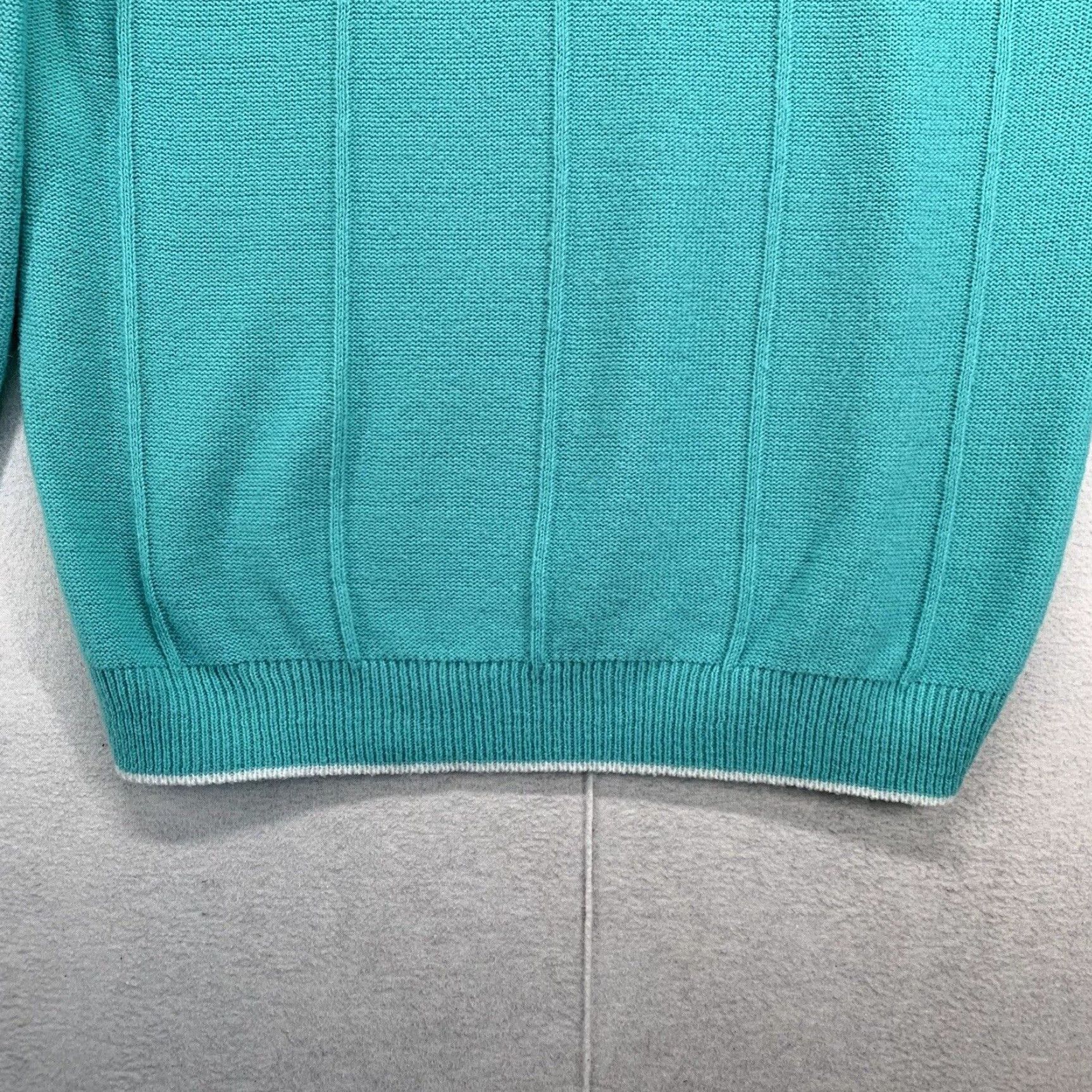 Altea VINTAGE Just For You Sweater Women's Plus Size 22 Teal Knit Full Zip Long Sleeve Made in USA Size 3XL / US 20-22 - 2 Thumbnail