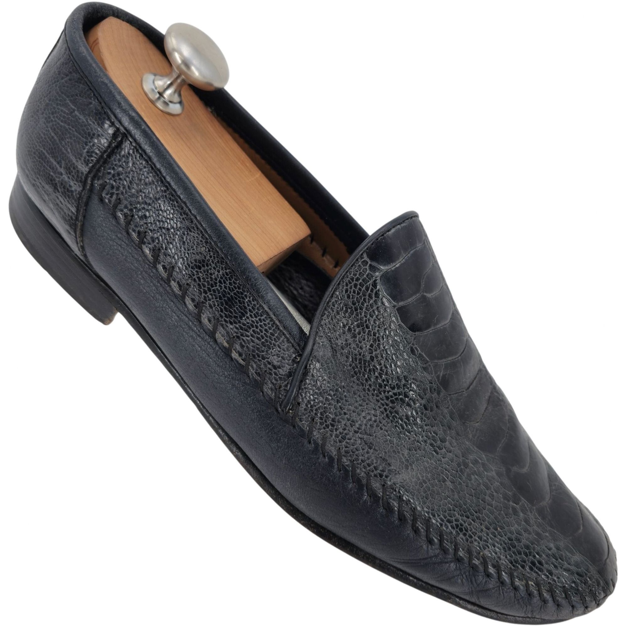 Aldo Brue Aldo Bruè Italy Exotic Navy Blue Ostrich Leg Dress Shoe 10.5 Size US 10.5 / EU 43-44 - 2 Thumbnail