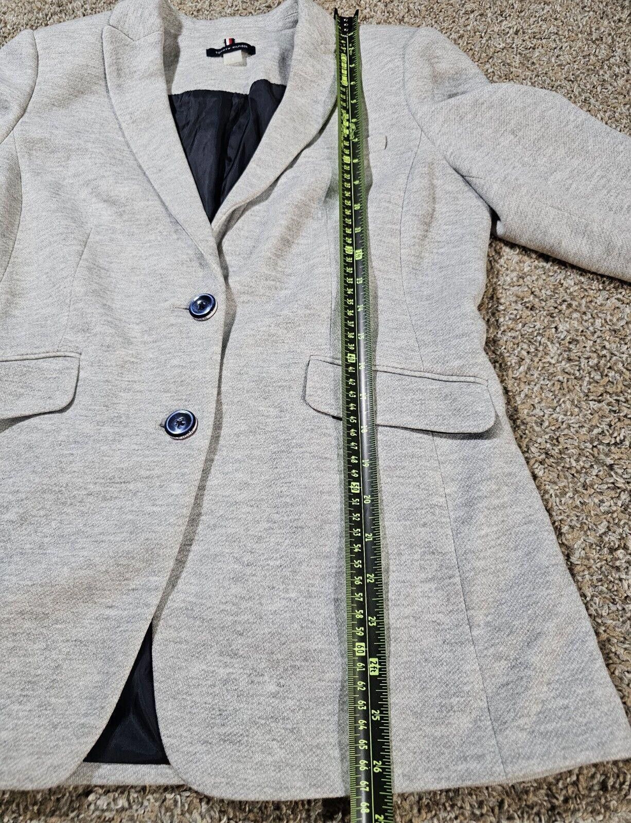 Tommy Hilfiger Tommy Hilfiger Gray 2 Button Blazer Blue Elbow Patches sz 8 Size M / US 6-8 / IT 42-44 - 5 Thumbnail