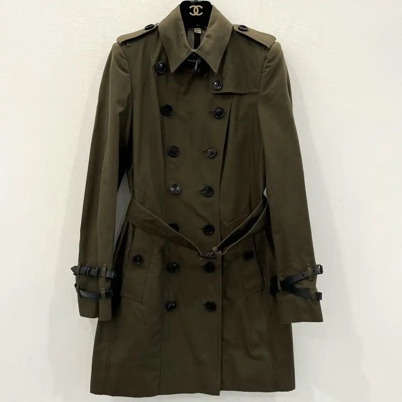 Burberry Burberry Women's Green Cotton Trench Coat Size L / US 10 / IT 46 - 1 Thumbnail