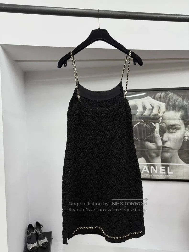 Chanel Chanel Black leather chain cashmere strap dress Size XS / US 0-2 / IT 36-38 - 3 Thumbnail
