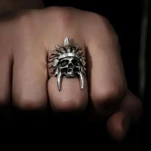 (+)PEOPLE Skull Rings Punk Biker Size ONE SIZE - 2 Thumbnail