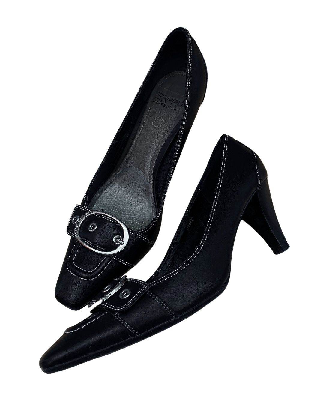 Esprit vintage black heels with buckle details Size US 7.5 / IT 37.5 - 1 Thumbnail