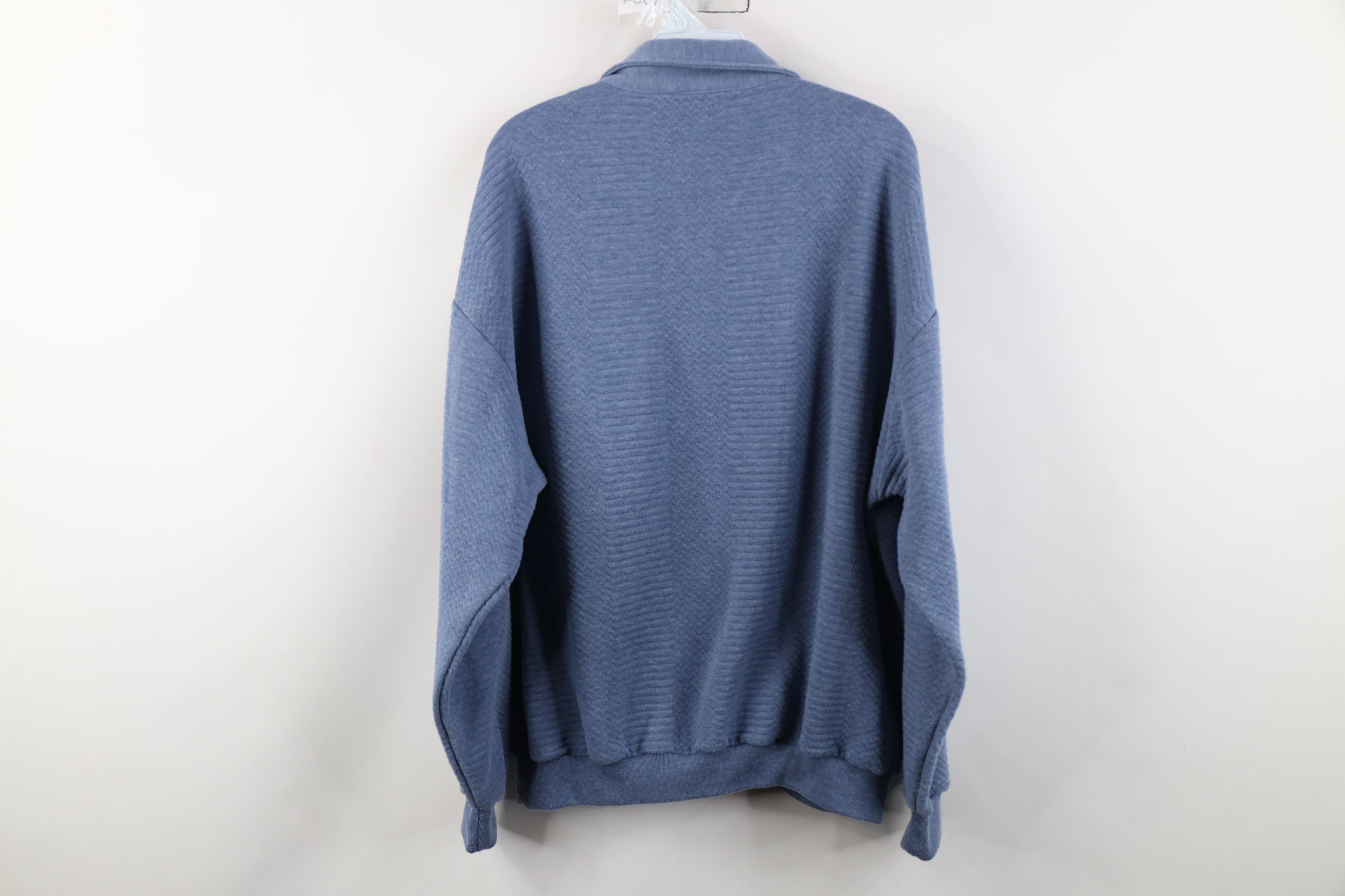 Vintage Vintage 90s Streetwear Ribbed Knit Pullover Polo Shirt Blue Size US XL / EU 56 / 4 - 10 Thumbnail