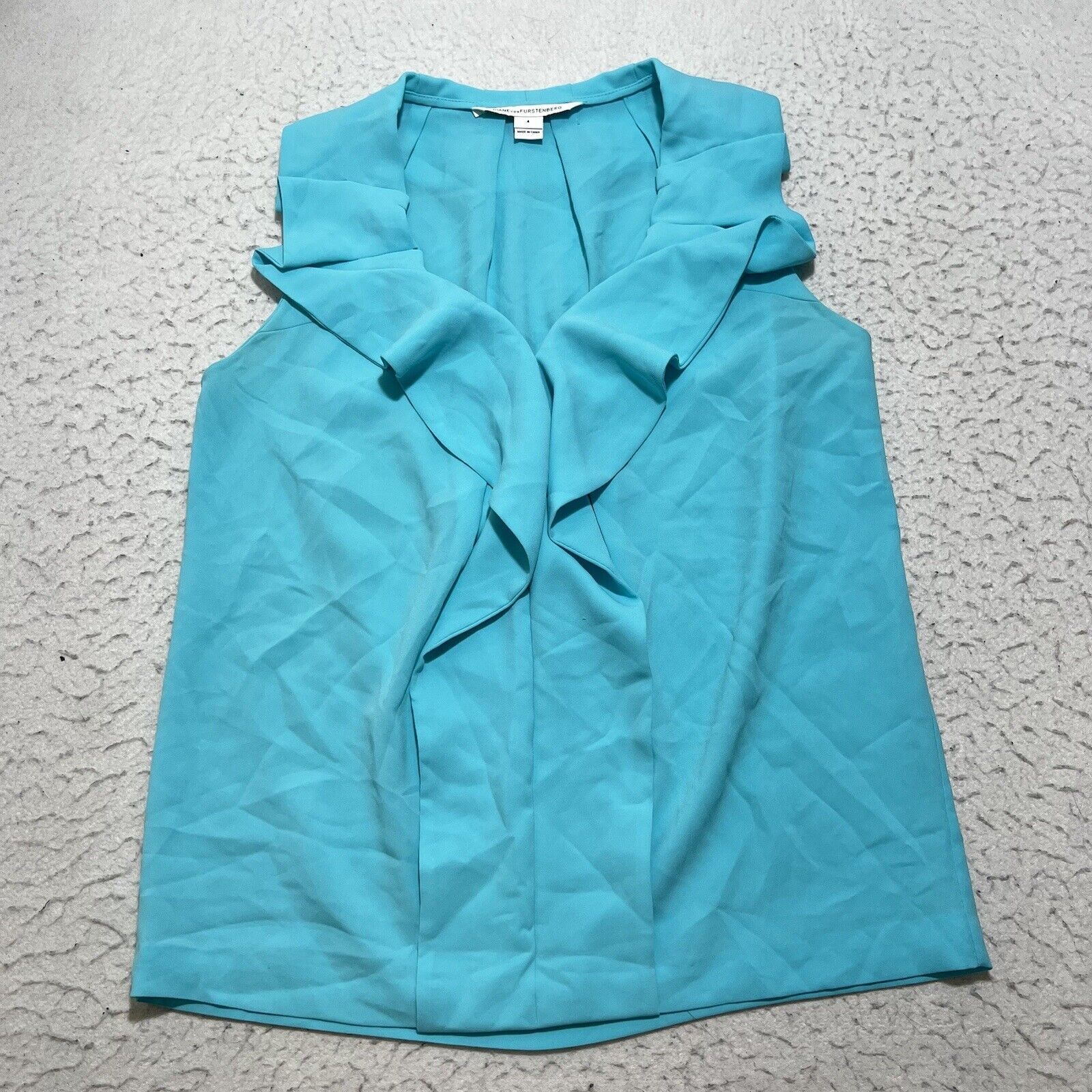 Diane von Furstenberg Diane Von Furstenberg Women's 4 Ruffled Blouse Blue Top Size S / US 4 / IT 40 - 1 Thumbnail
