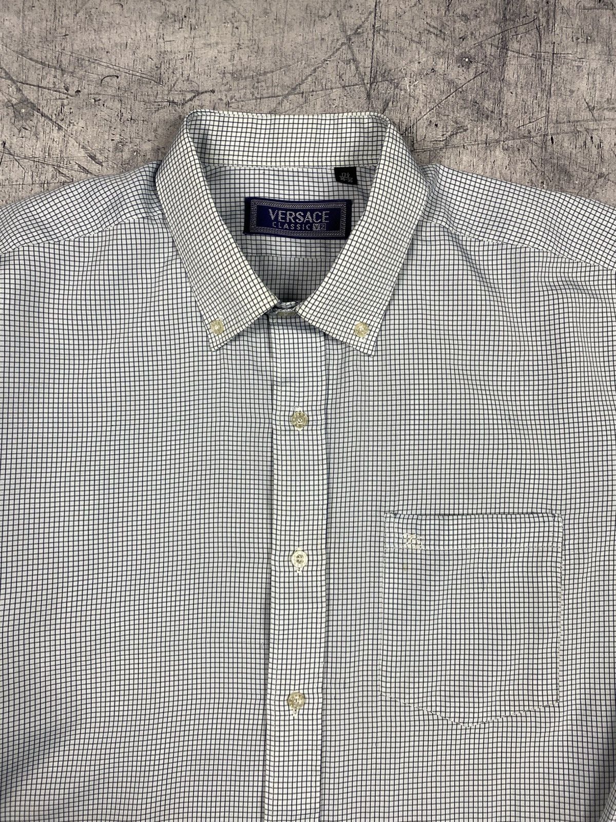 Versace Vintage Versace Classic V2 Micro Check Button Down Shirt Size US XL / EU 56 / 4 - 6 Thumbnail