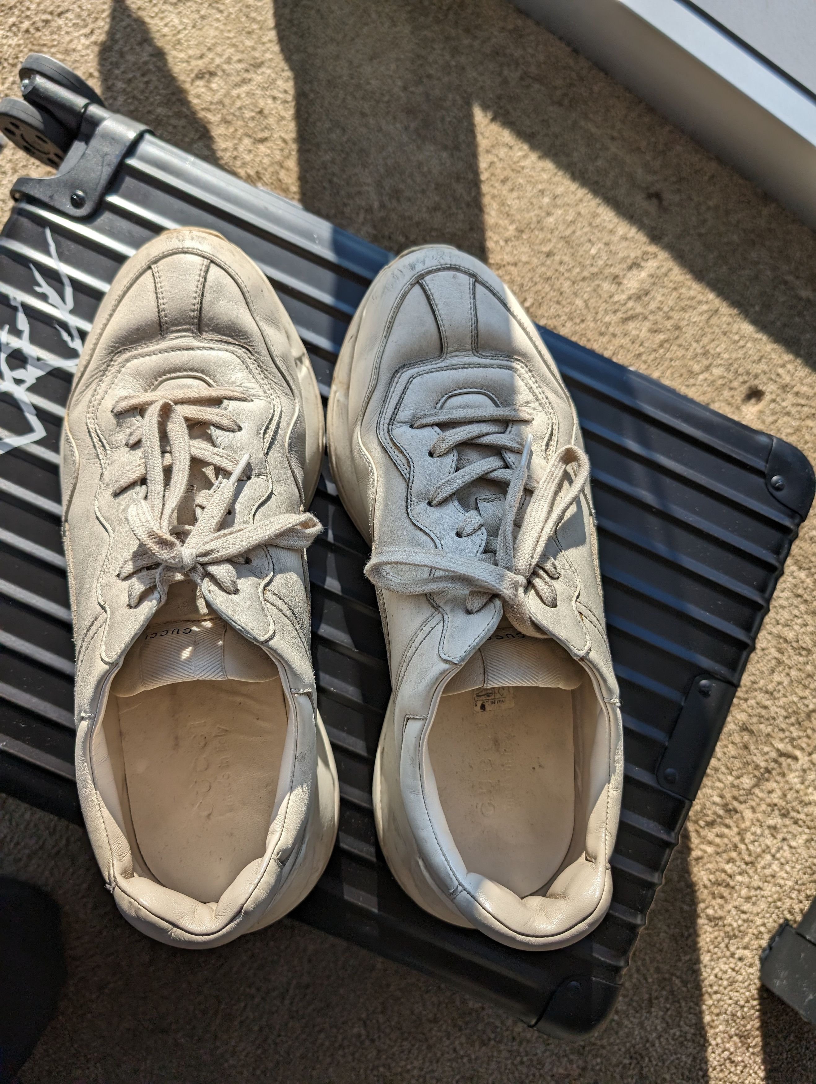 image of Gucci Rython Leather Sneaker in Beige/Cream/Offwhite, Men's (Size 11.5)