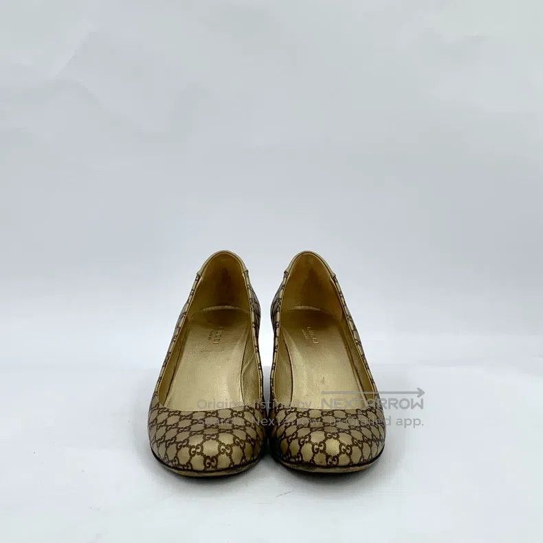 Gucci Gucci Brown logo full print round toe slope heel high heel Size US 6.5 / IT 36.5 - 3 Thumbnail