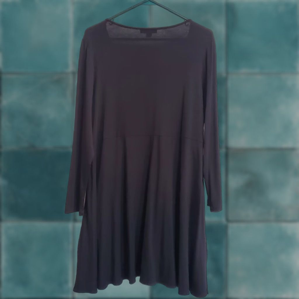 Vintage Sun Kim Tunic Top Women M Black Asymmetrical Bubble Hem Stretch Lagenlook USA Size M / US 6-8 / IT 42-44 - 1 Thumbnail
