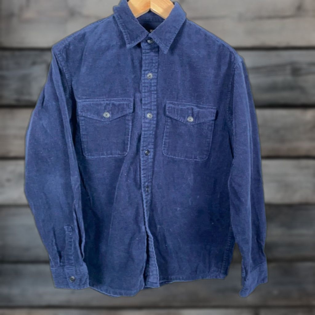 Uniqlo Uniqlo Corduroy Shirt Men's Medium Dark Blue Heavyweight Fabric Relaxed Fit Size US M / EU 48-50 / 2 - 1 Thumbnail