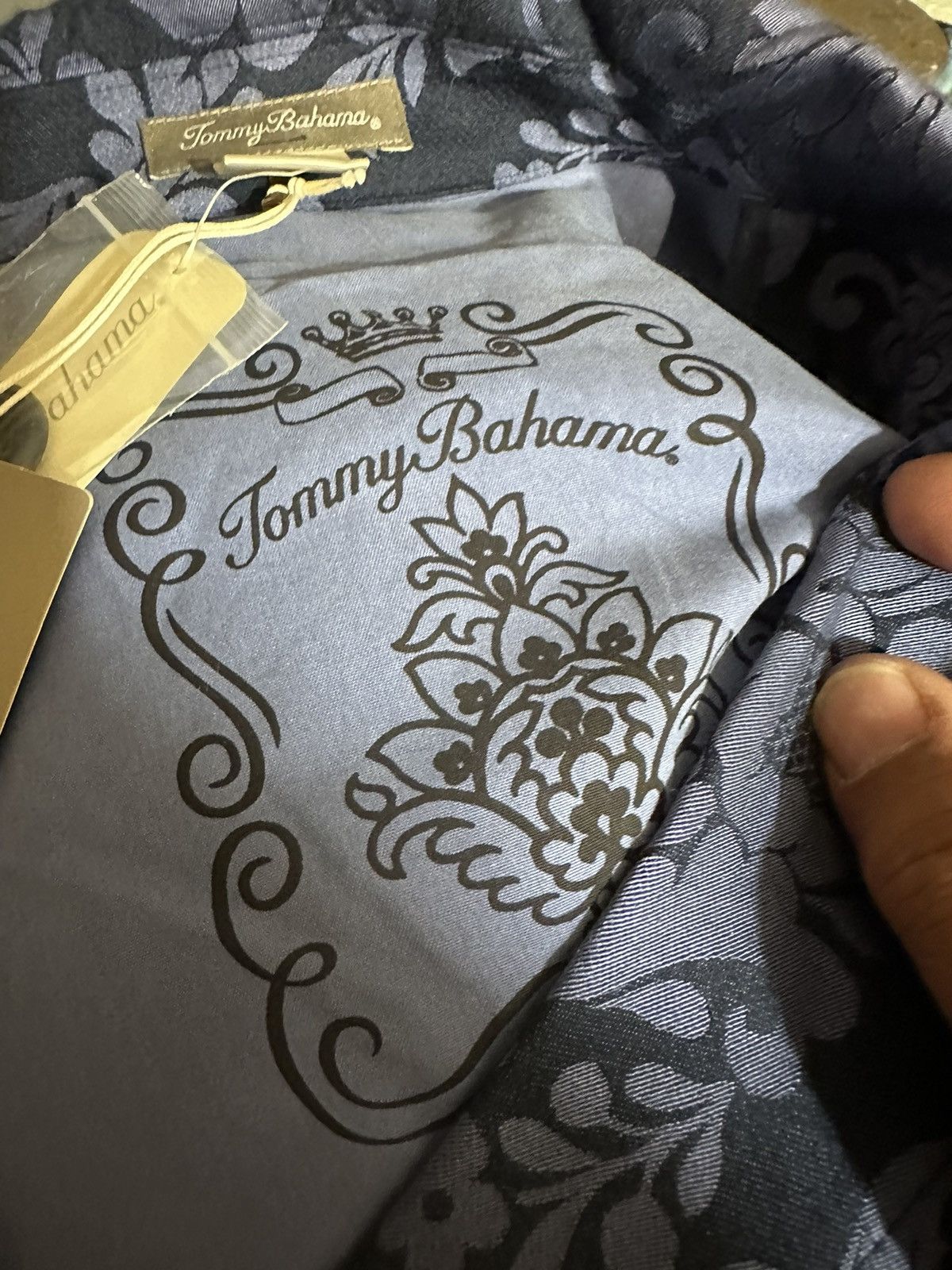 Tommy Bahama New Tommy Bahama Women's 16 Blazer Navy Floral Cotton Silk Size XL / US 12-14 / IT 48-50 - 5 Thumbnail