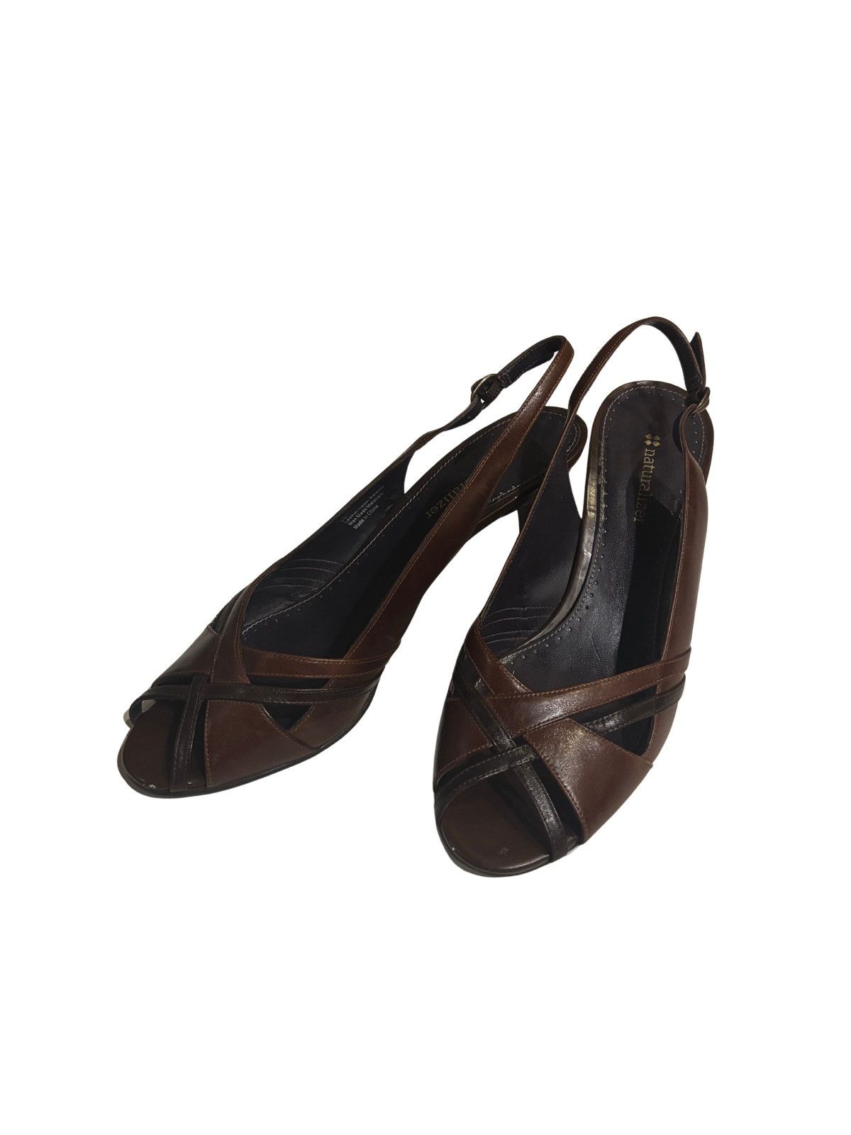 Naturalizer Brown leather slingback Heels.wf7521 Size US 8 / IT 38 - 1 Thumbnail