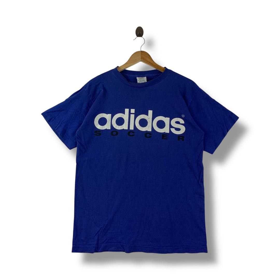 Adidas Vintage 90s ADIDAS soccer blue tee shirt Size US S / EU 44-46 / 1 - 1 Thumbnail