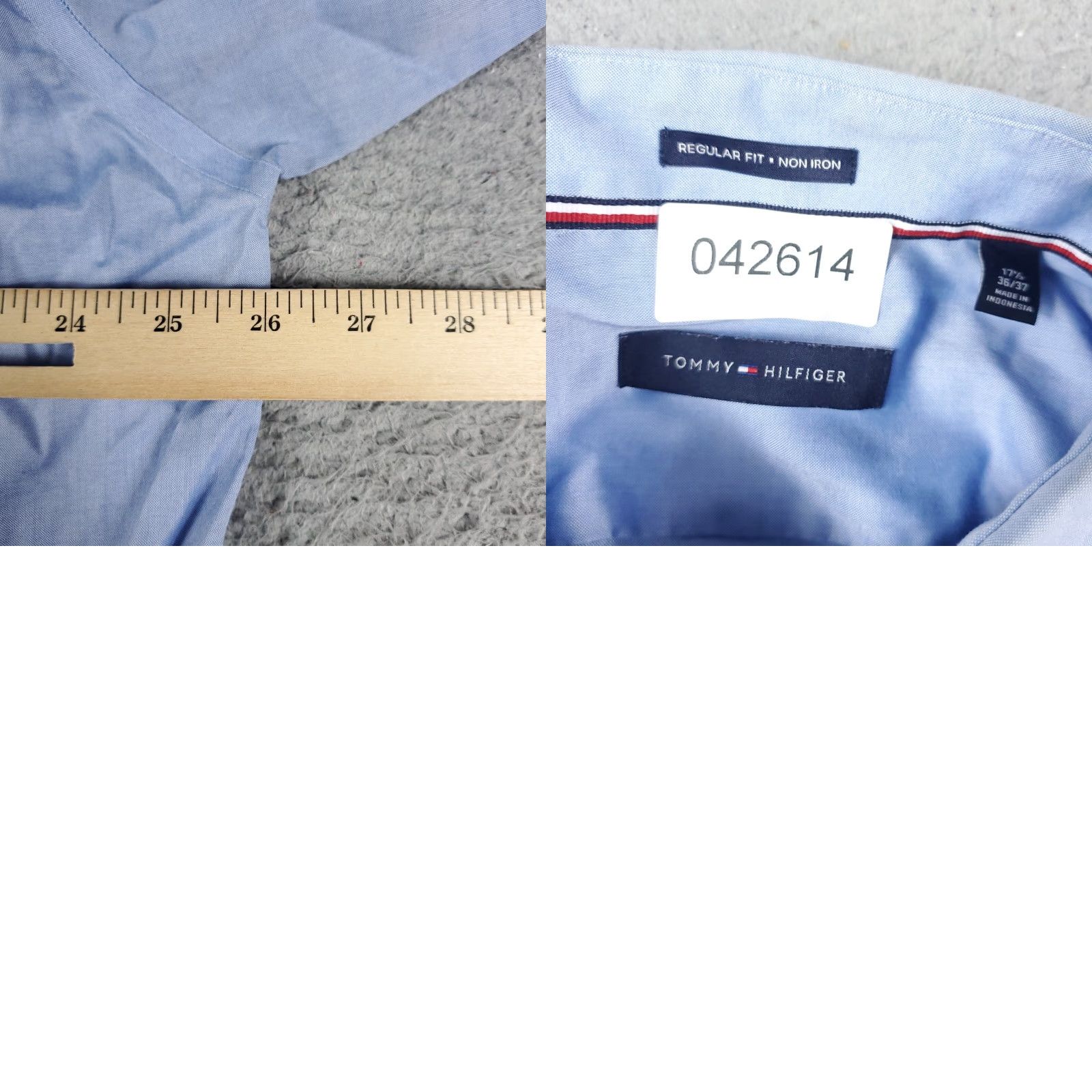 Tommy Hilfiger Tommy Hilfiger Dress Shirt Mens 17.5 Blue Long Sleeve Button Up Collared 100% Cotton Regular Fit Vintage: No (If using vintage rule) Size 46R - 8 Thumbnail