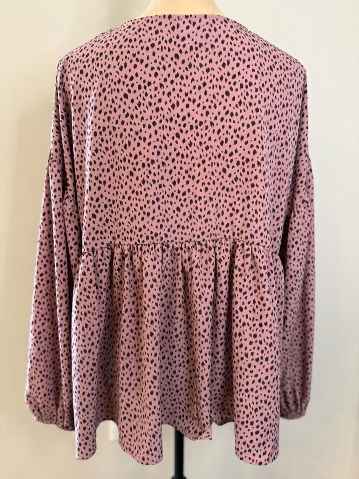 Other Glam peplum top rusty pink & black leopard print SZ SM Size S / US 4 / IT 40 - 4 Thumbnail