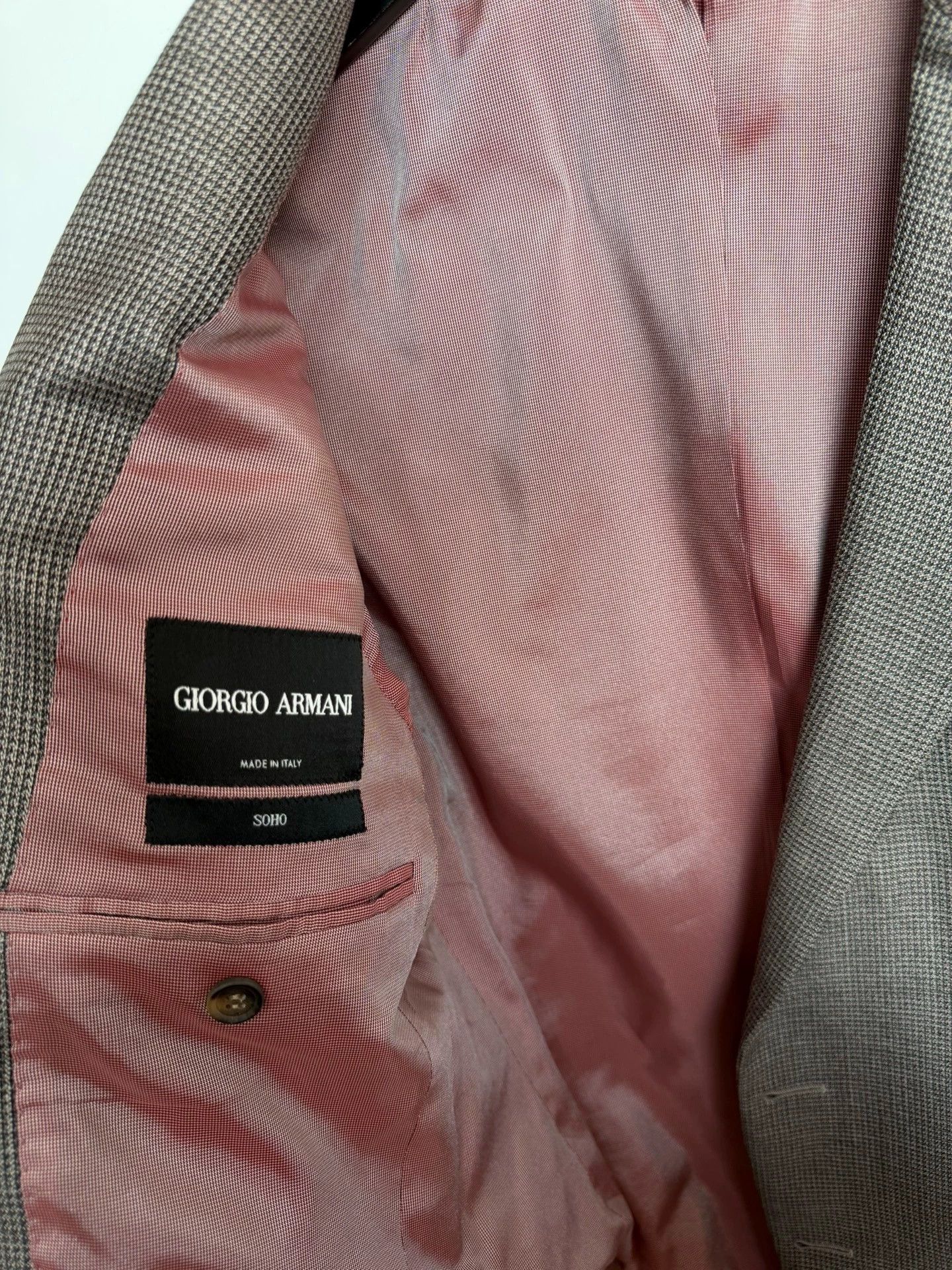 Giorgio Armani Giorgio Armani Wool Silk Blend Blazer 50 Grey Woven Size 50S - 6 Thumbnail