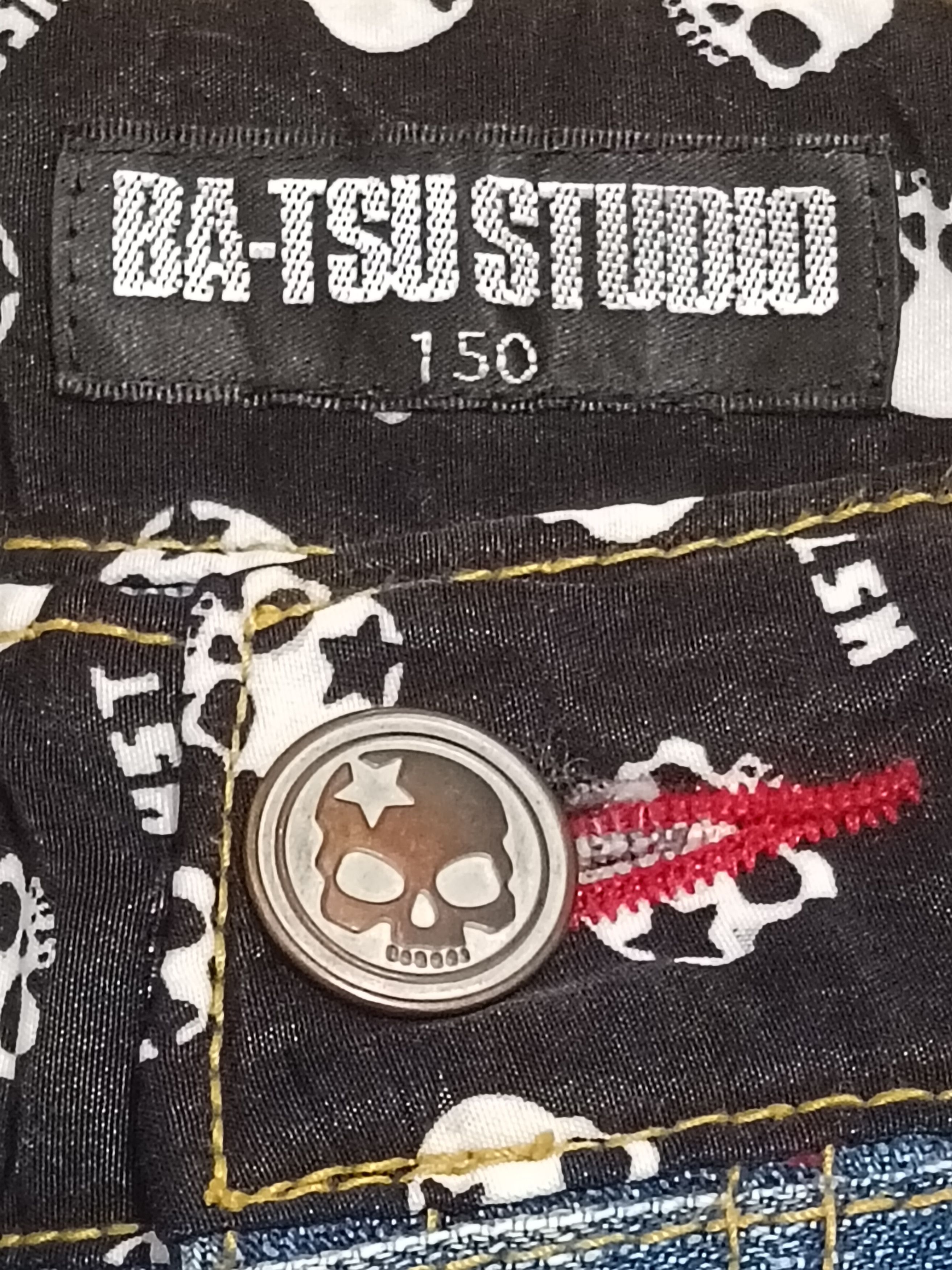 If Six Was Nine × Japanese Brand RARE DISTRESS PATCHWORK SKULLS BA-TSU STUDIOS DENIM Size US 28 / EU 44 - 2 Thumbnail