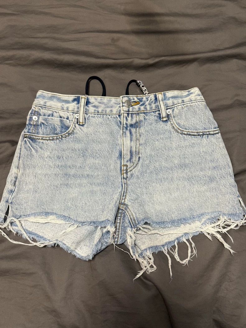 Alexander Wang Alexander Wang Denim Shorts with Rhinestone Logo Size 25" / US 0 / IT 36 - 1 Thumbnail