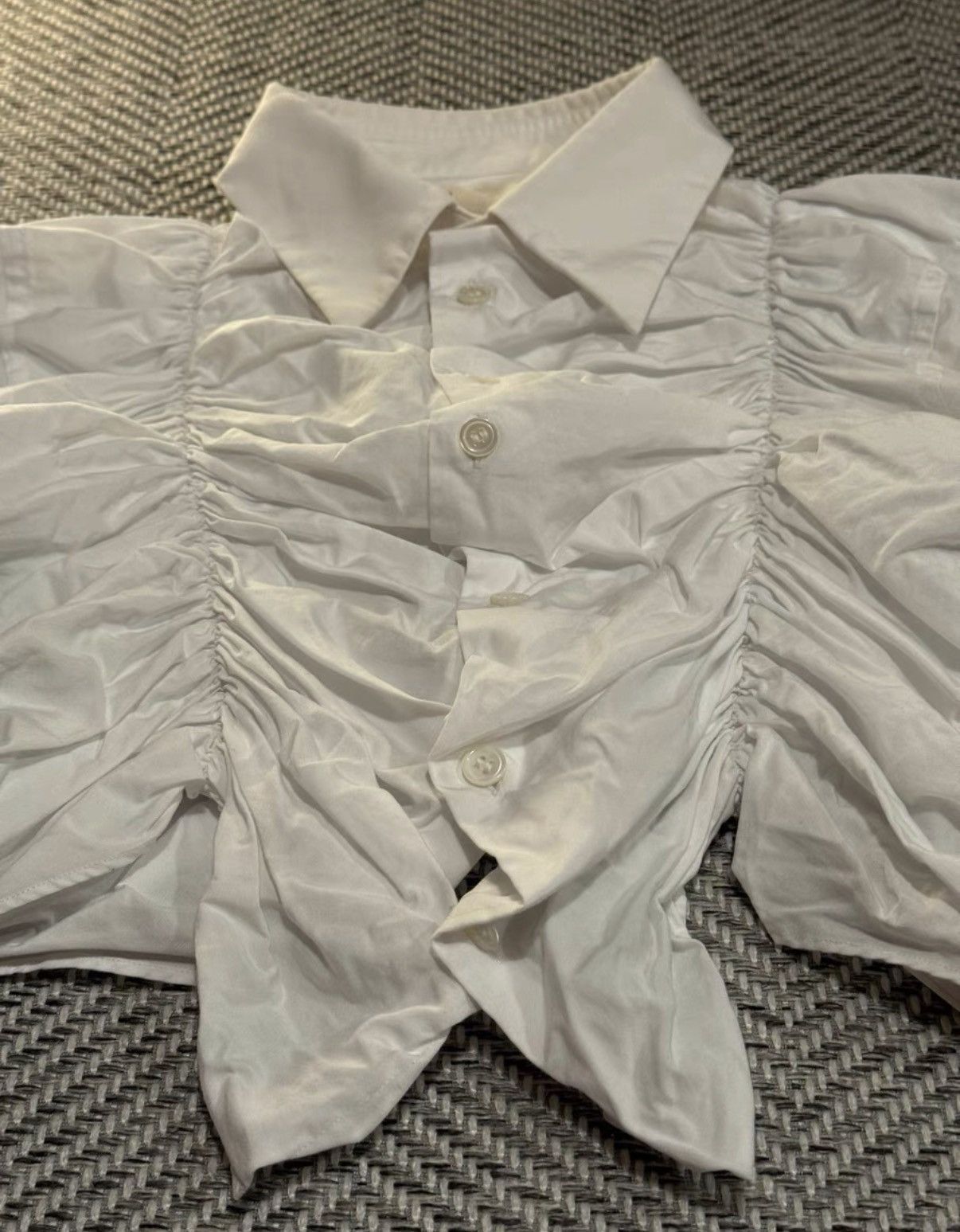 Comme des Garcons COMME des GARCONS White Draped Ruched Crop Top K24 Size XS / US 0-2 / IT 36-38 - 4 Thumbnail