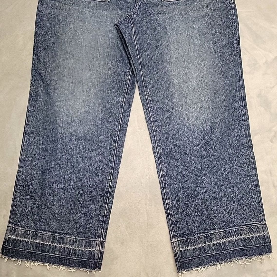Madewell Madewell Jeans Women Size 33 Blue Emmett Wide-Leg Raw Hem Boho Casual Size 24" / US 00 / IT 34 - 2 Thumbnail