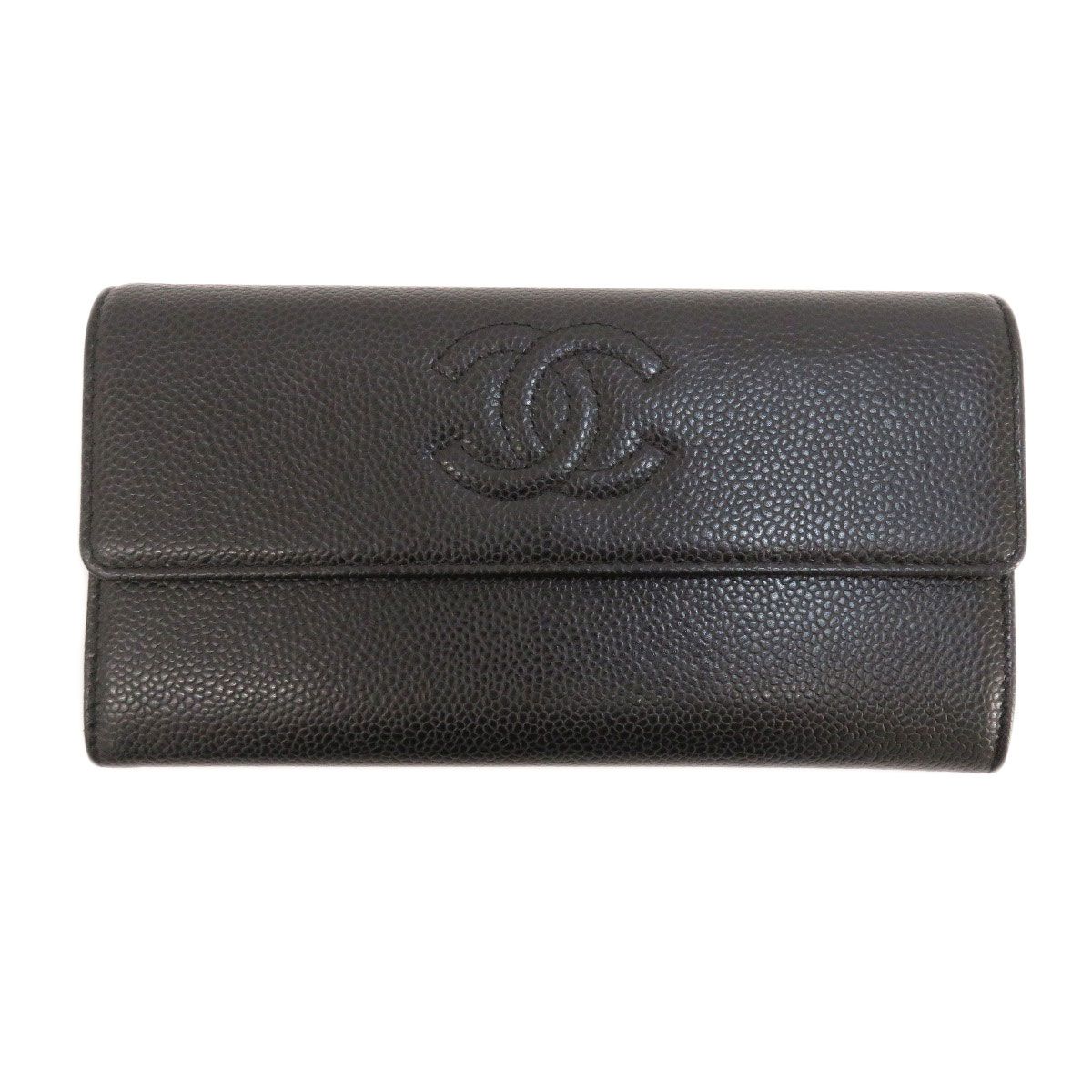 Chanel Chanel Cocomark Long Wallet Coin Purse Caviar Skin Black Size ONE SIZE - 1 Preview