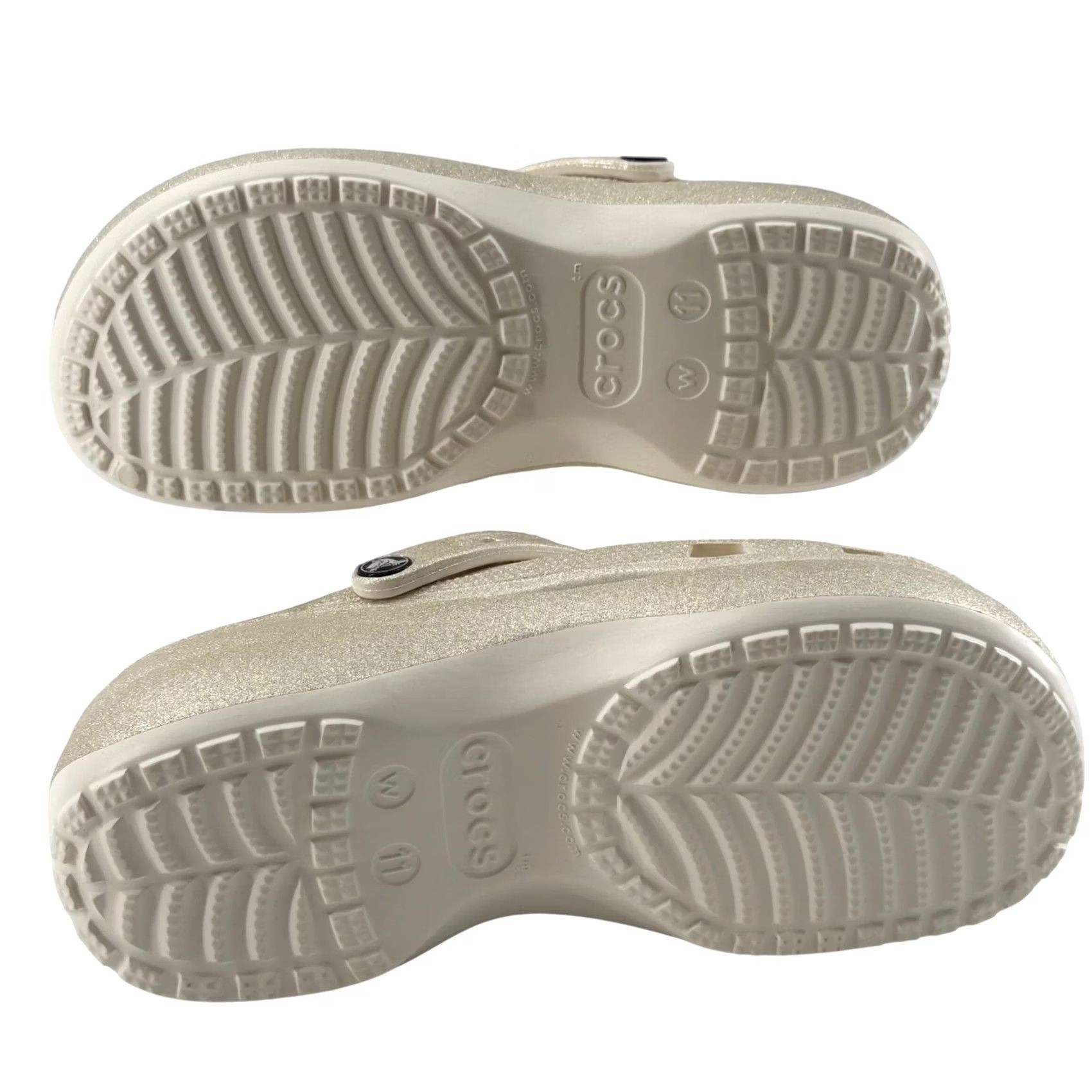 Crocs Crocs Classic Platform Glitter Clog Womens 11 Gold Champagne Platform Slip On Casual Shoes Size US 11 / IT 41 - 4 Thumbnail