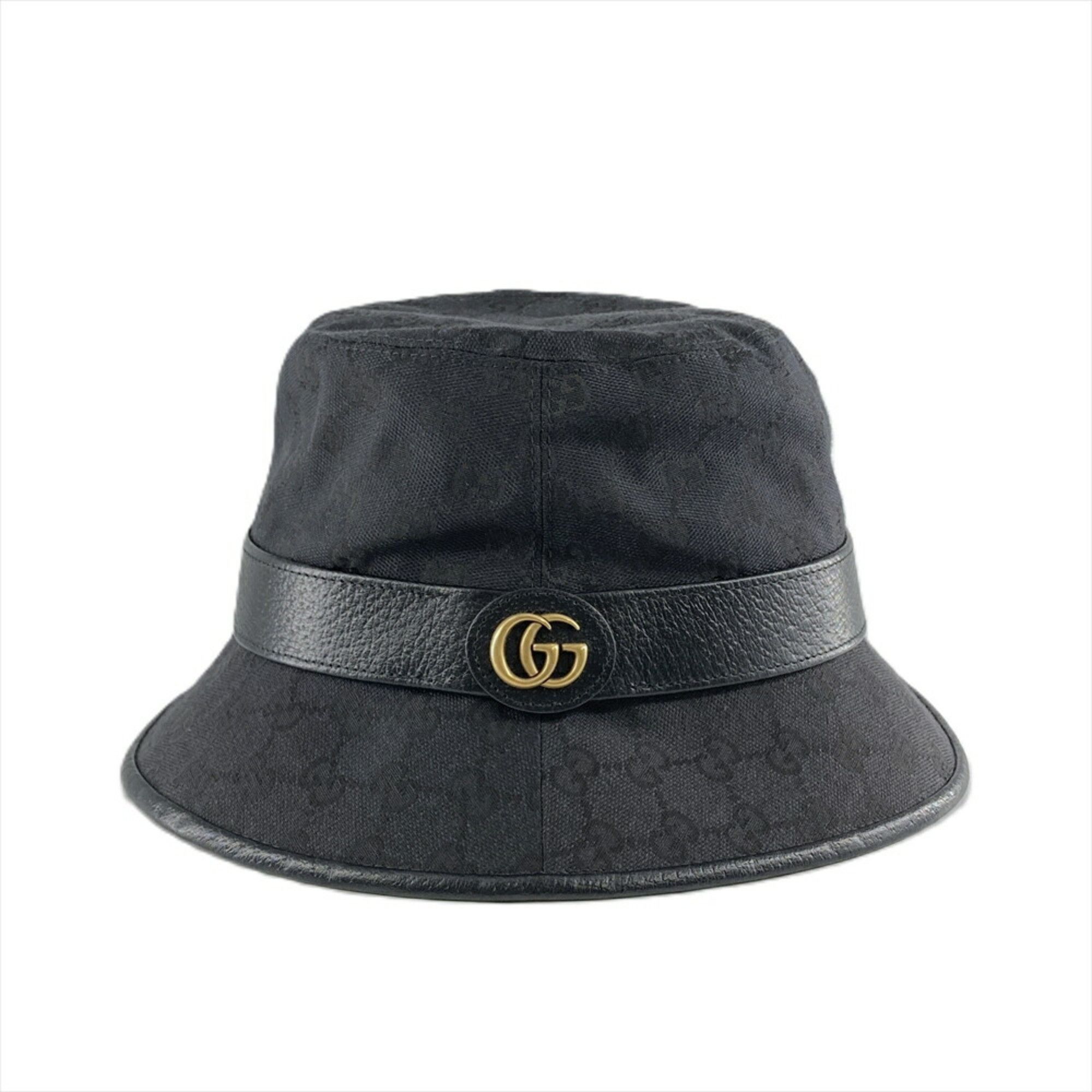 GUCCI Bucket Hat GG Canvas 576587 Black L Fedora Marmont ITFCLUUODVHC