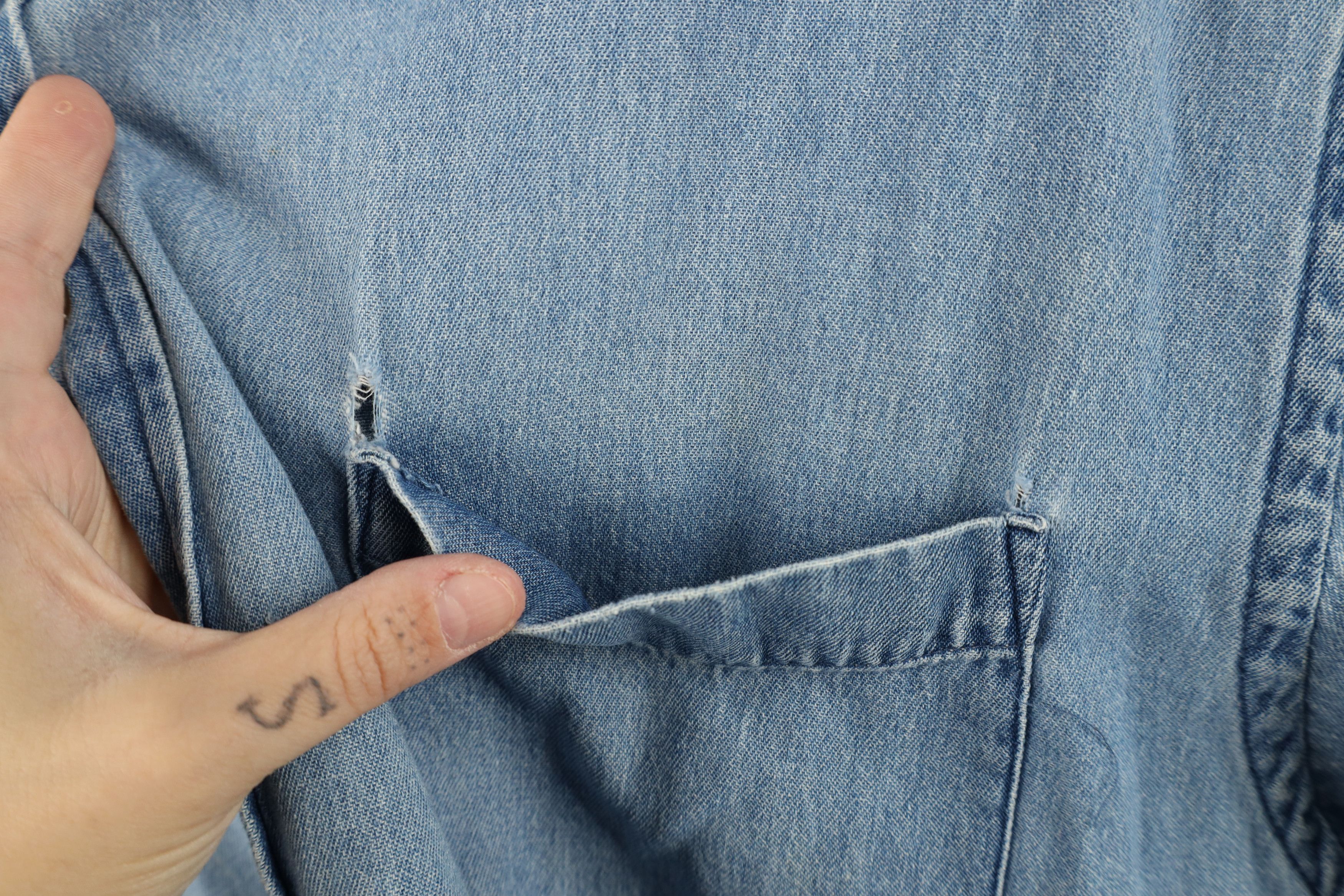 Vintage Vintage 90s Streetwear Blank Short Sleeve Denim Button Shirt Size US XXL / EU 58 / 5 - 6 Thumbnail