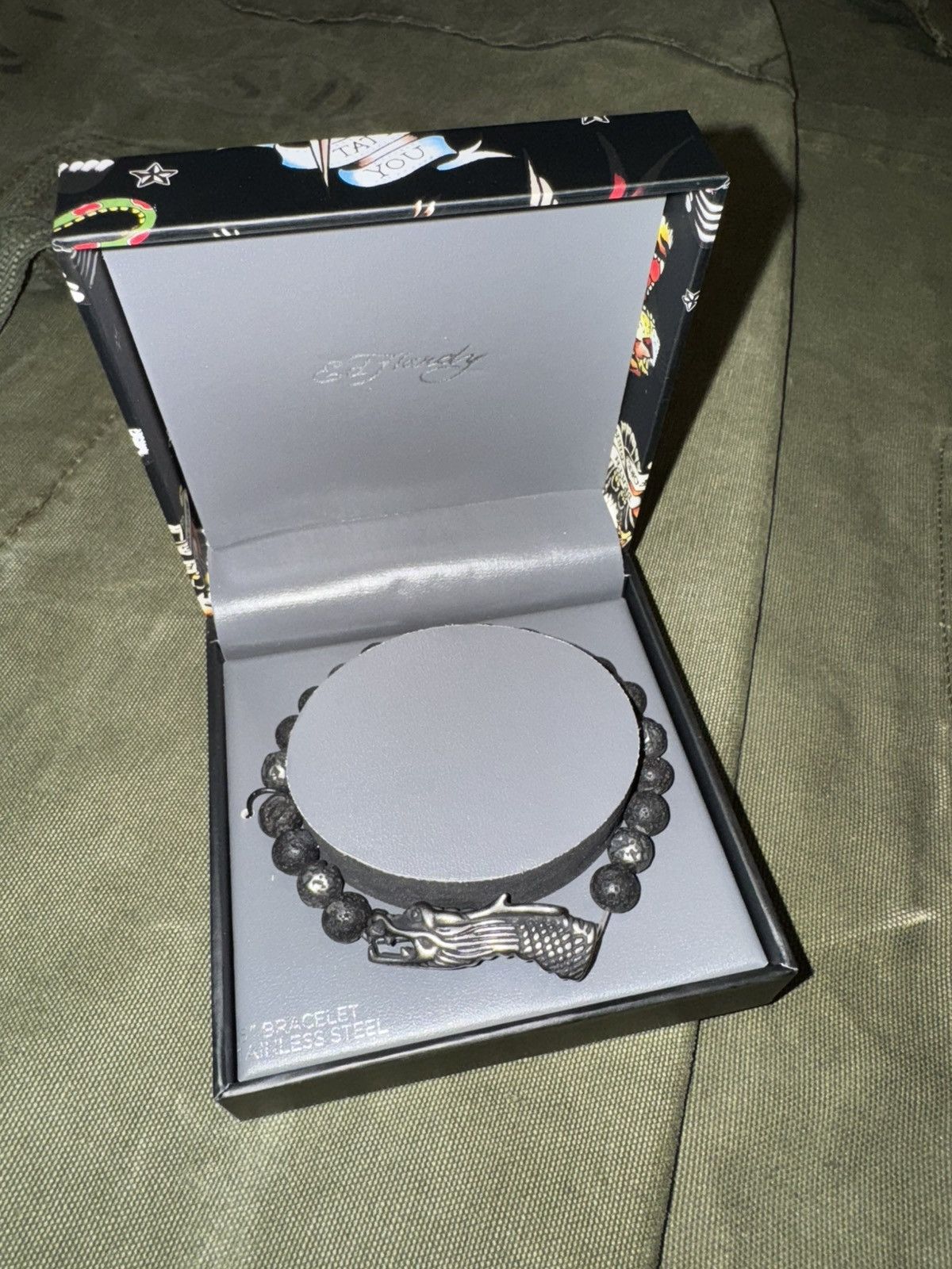 Ed Hardy Ed Hardy Silver Naga Black Volcanic Rock Beaded Bracelect Size ONE SIZE - 2 Thumbnail