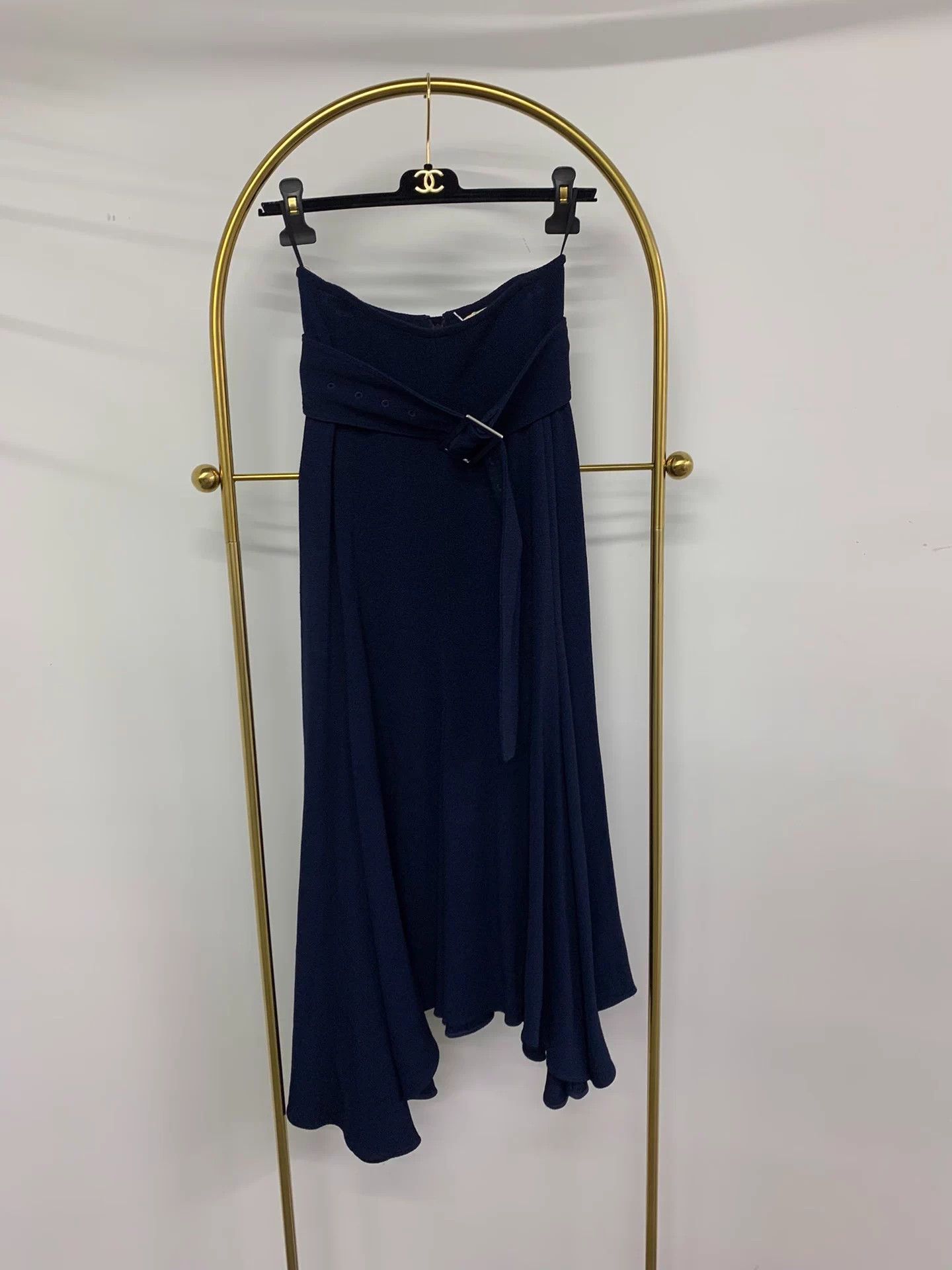Celine Old Celine Navy High-Waisted Irregular Skirt 34 New Size 25" / US 0 / IT 36 - 1 Thumbnail