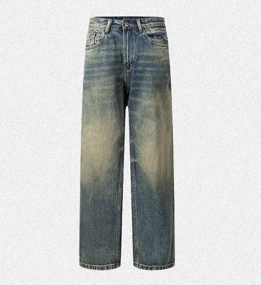 Japanese Brand Vintage distressed straight-leg men's washed loose jeans Size US 32 / EU 48 - 5 Thumbnail