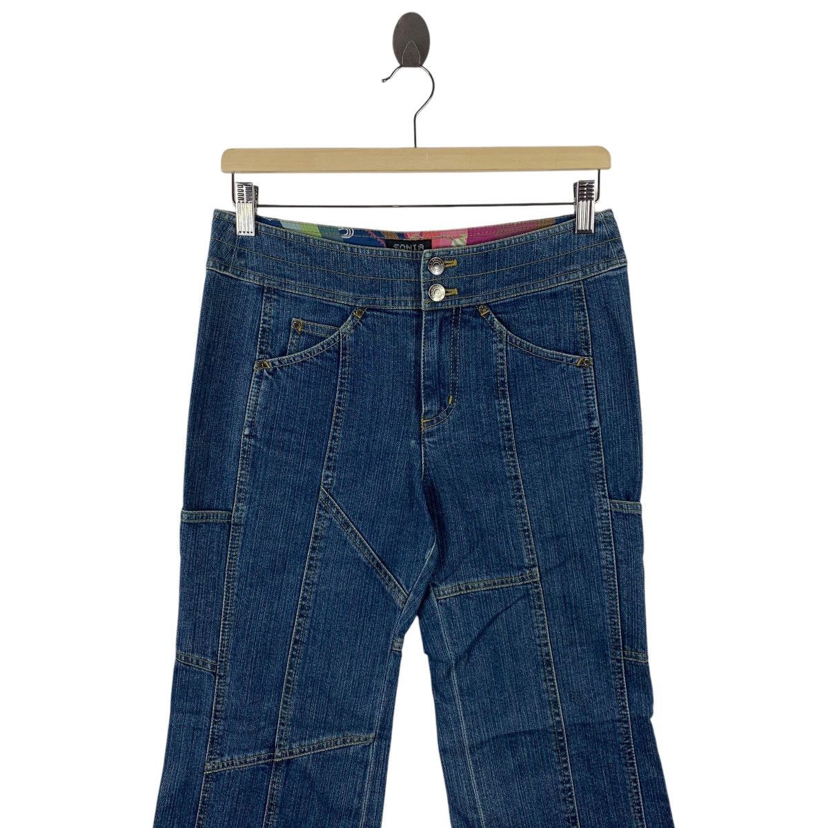 Sonia Rykiel × Vintage Vintage SONIA RYKIEL women flared reconstructed blue jeans Size 30" / US 8 / IT 44 - 2 Thumbnail