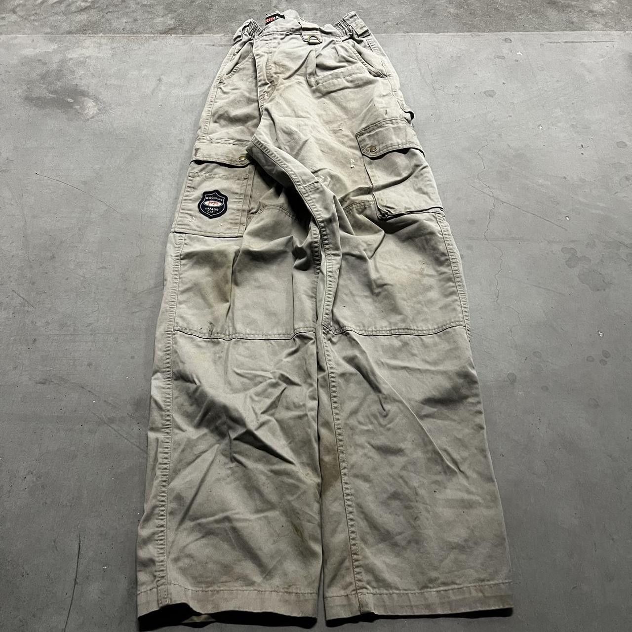 Vintage Vintage Y2K/2000s Super Baggy JNCO Style Distressed Skater Khaki Cargo Pants! Size US 36 / EU 52 - 3 Thumbnail